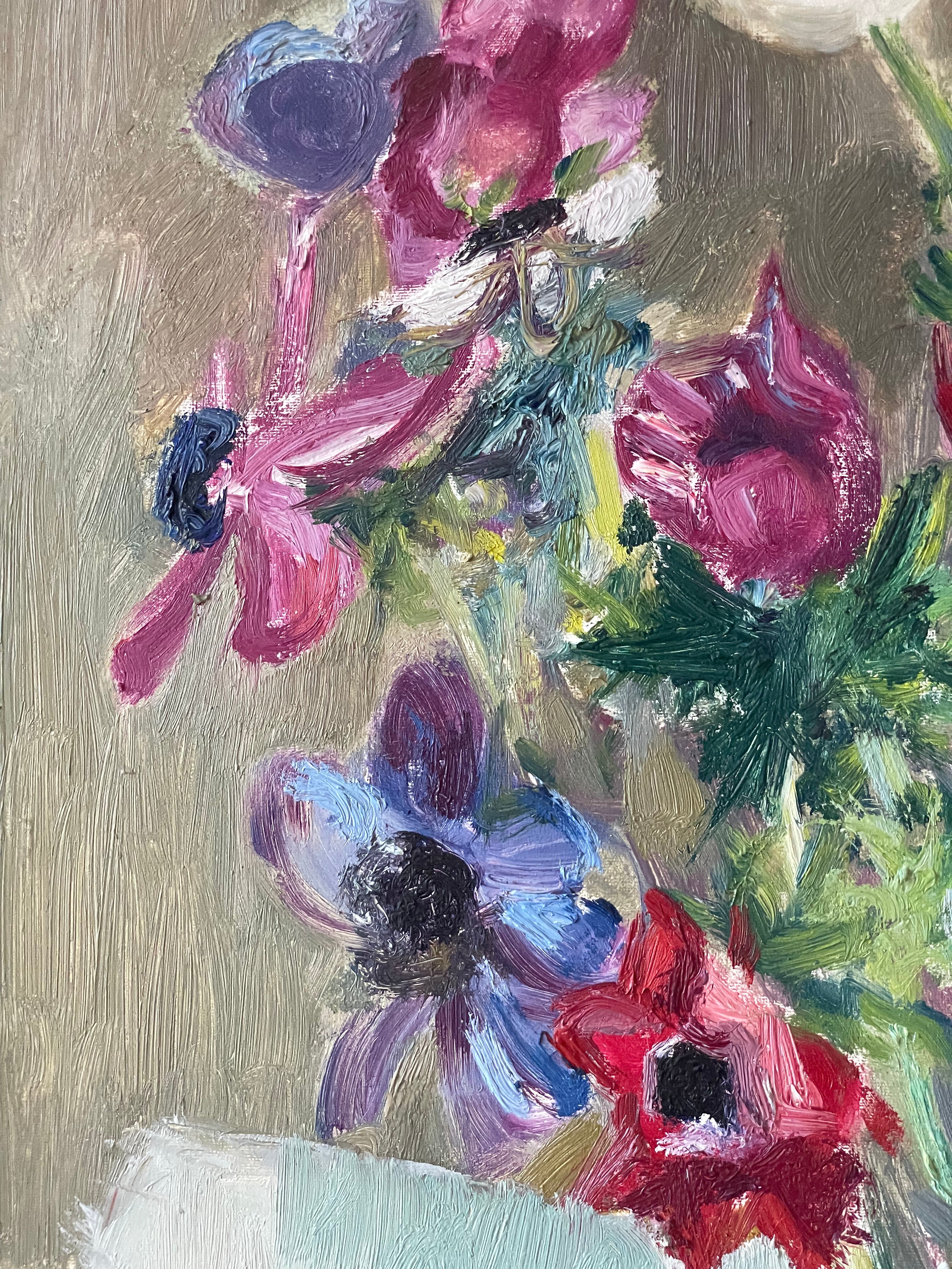 Anemones in a Glass Vase