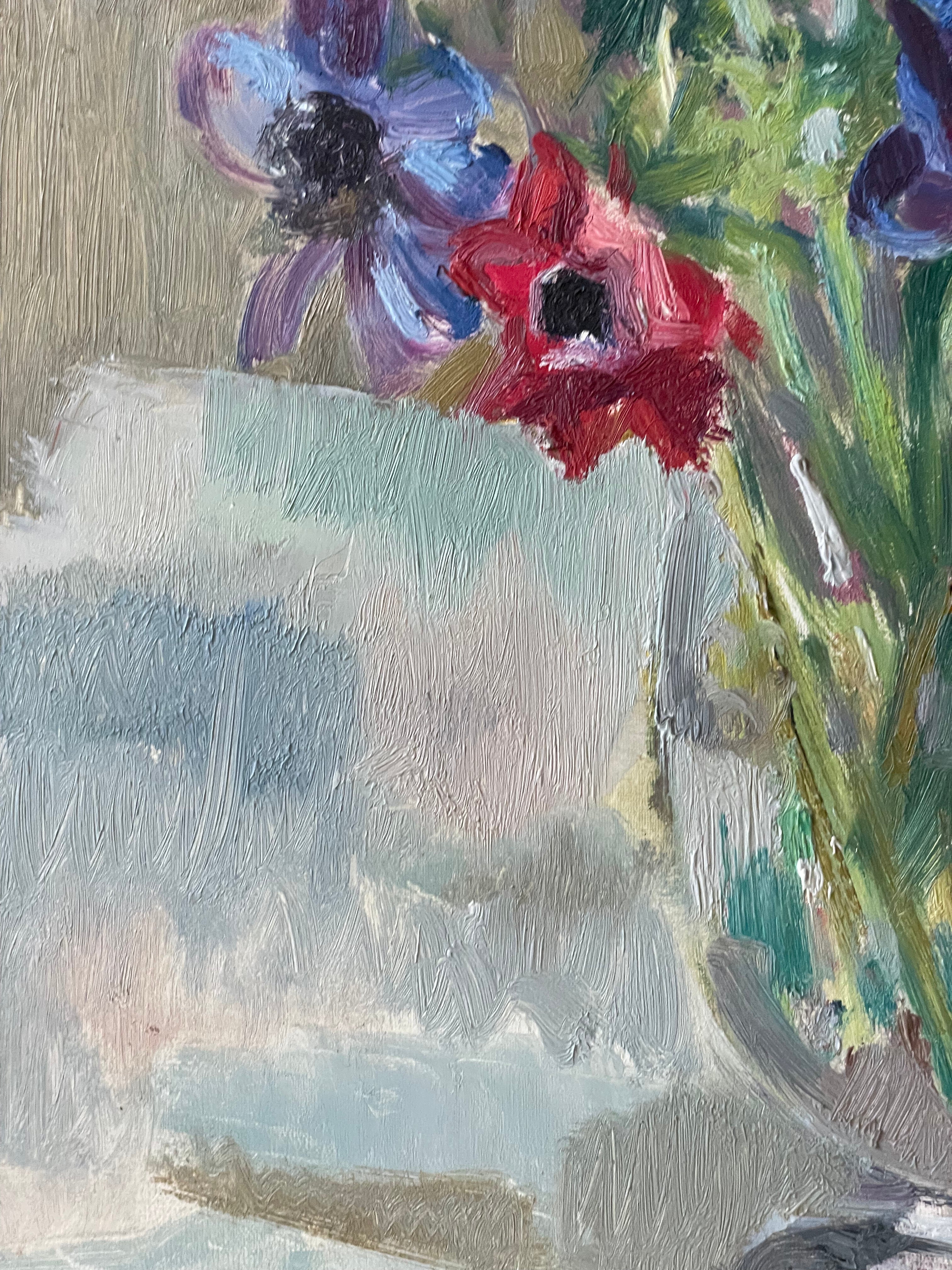 Anemones in a Glass Vase