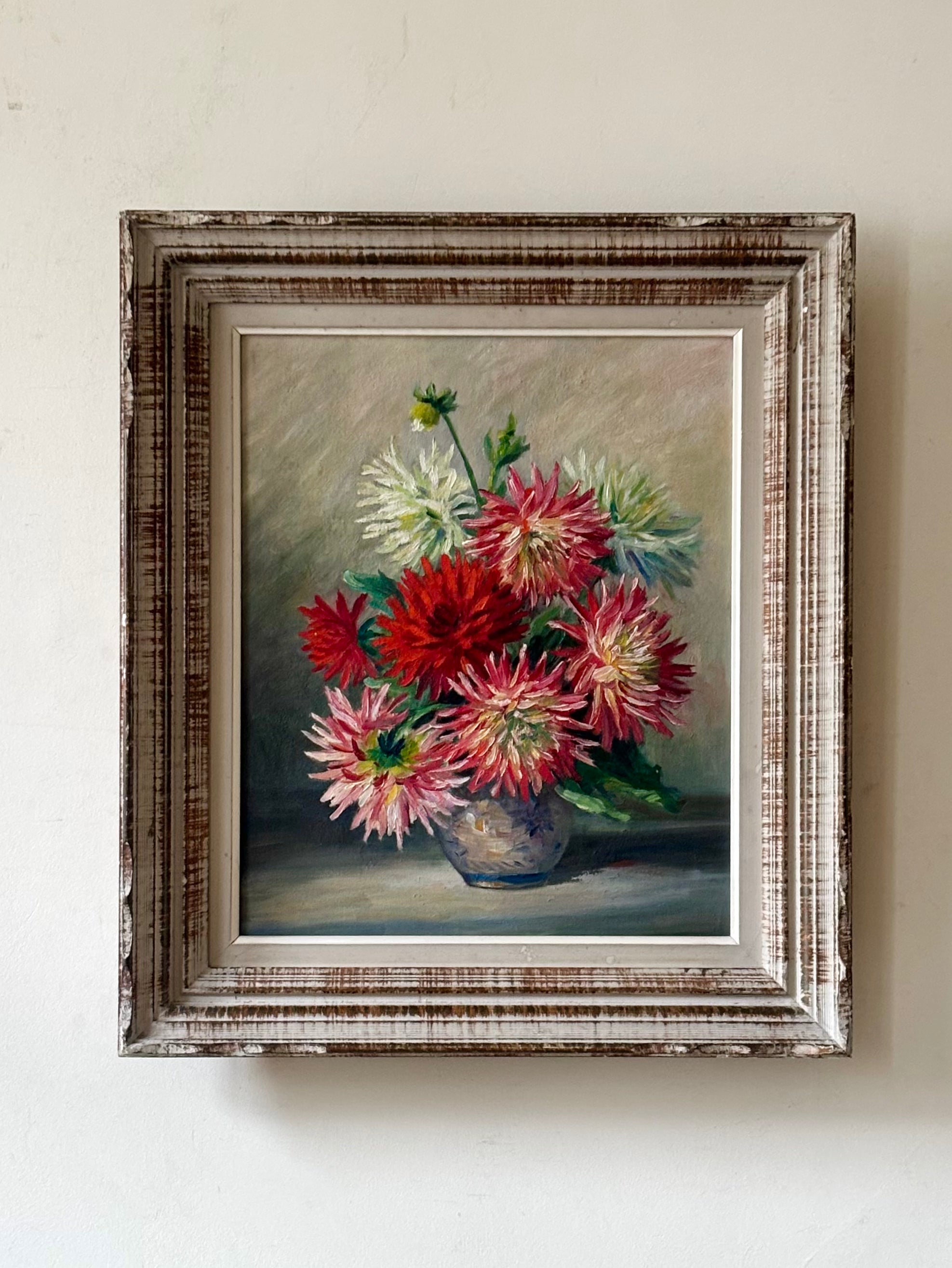 Red and White Dahlias