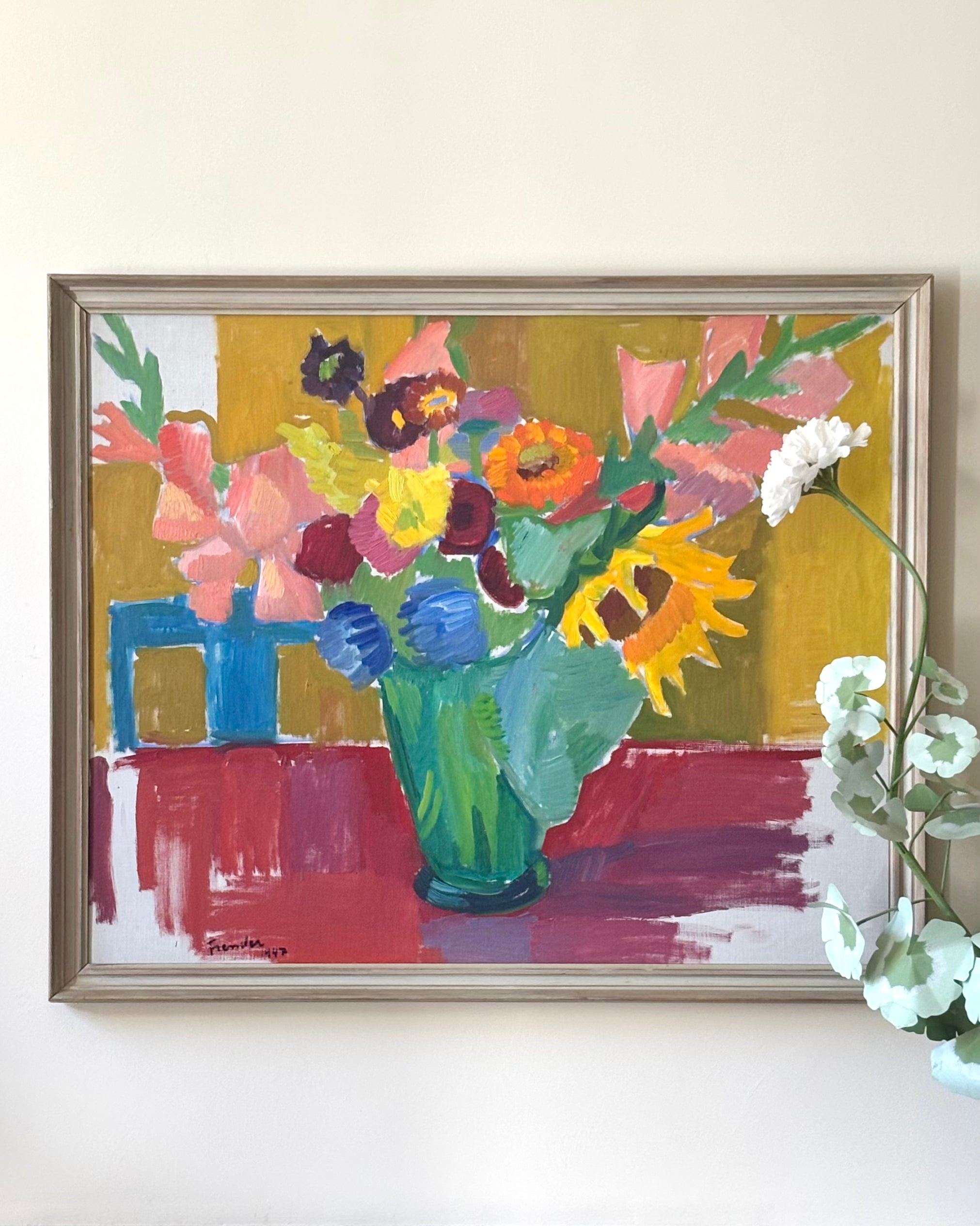 Blue Chair, Gladioli and Sunflower