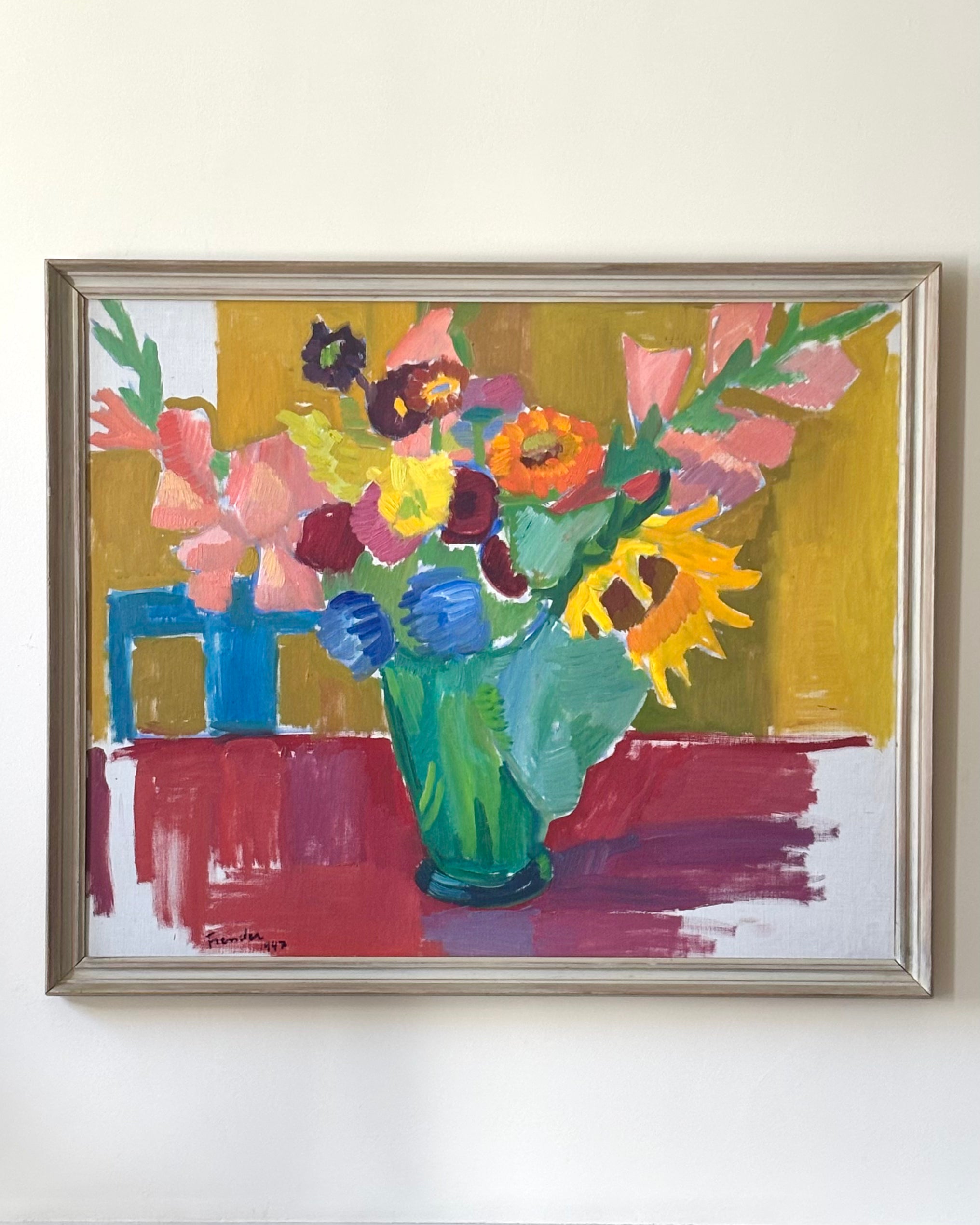 Blue Chair, Gladioli and Sunflower