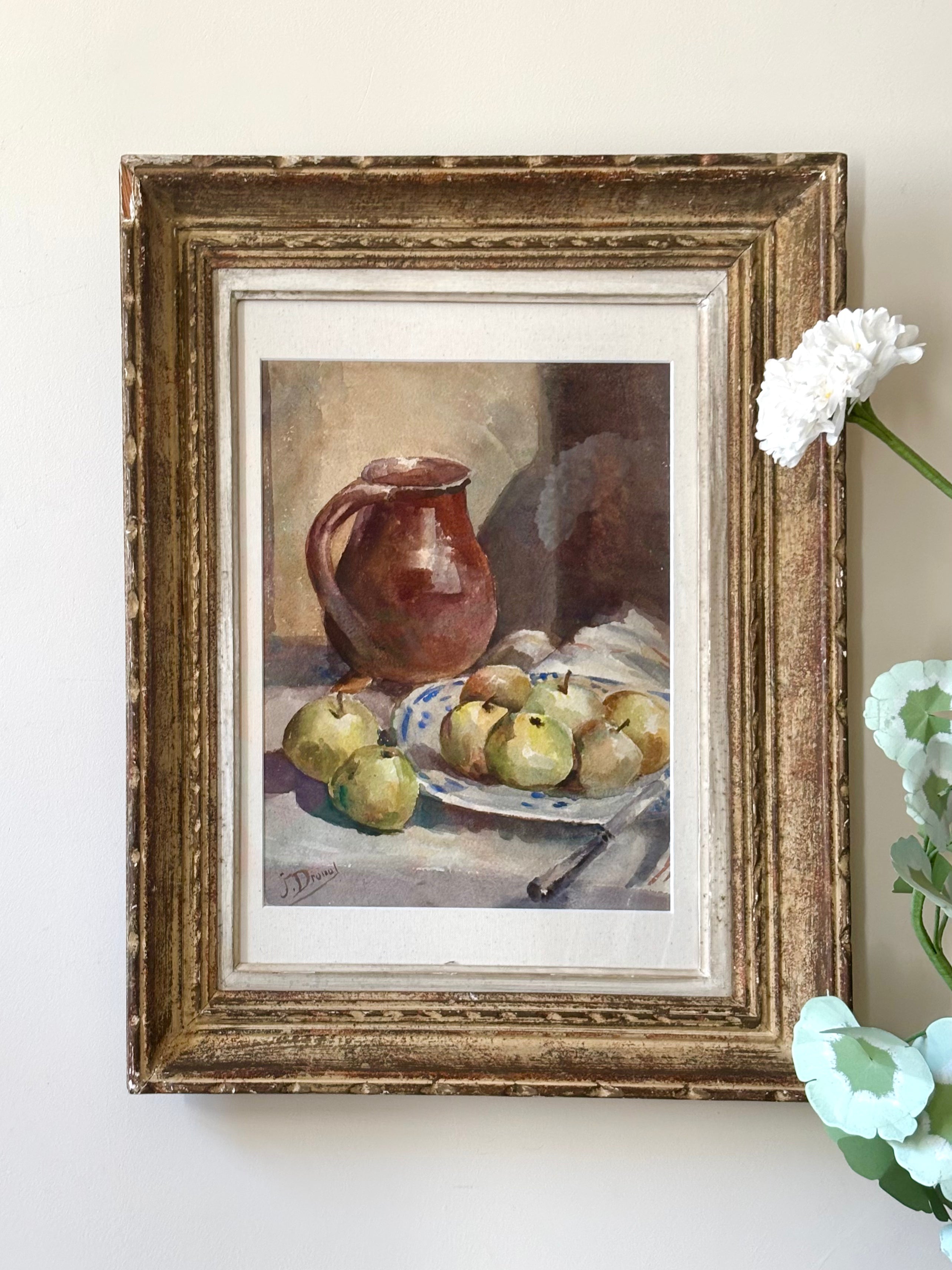 Brown Jug and Green Apples