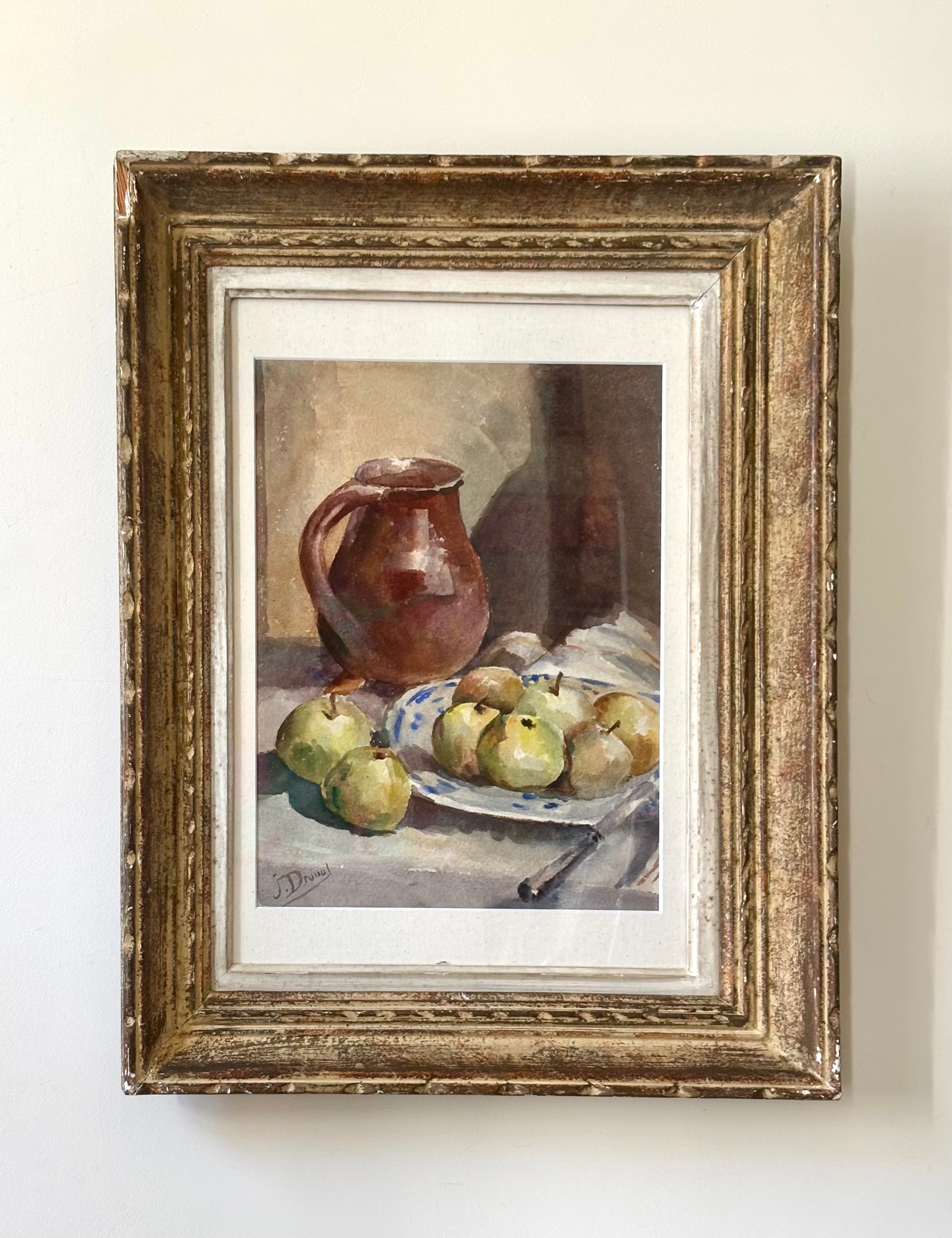 Brown Jug and Green Apples