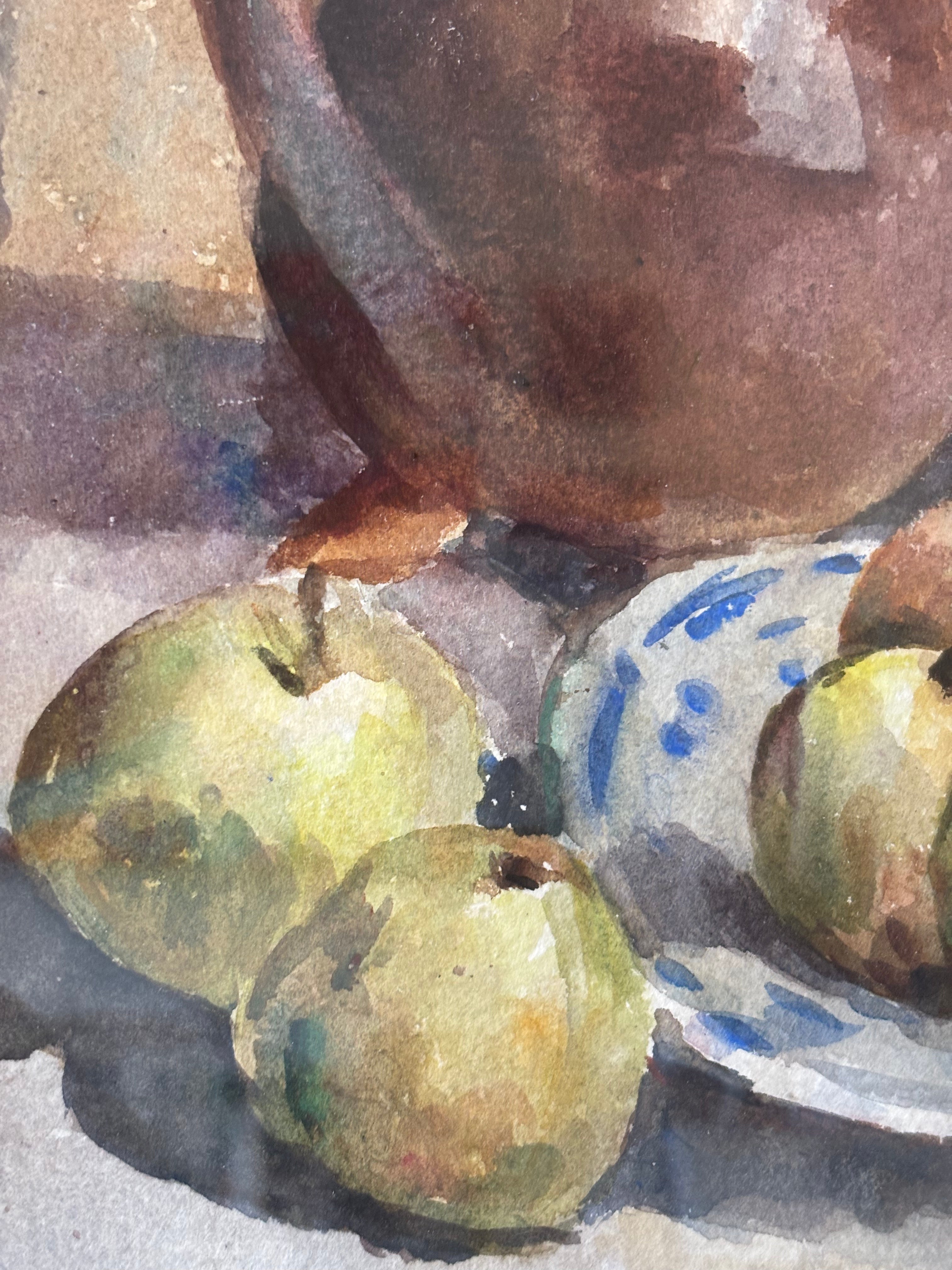Brown Jug and Green Apples