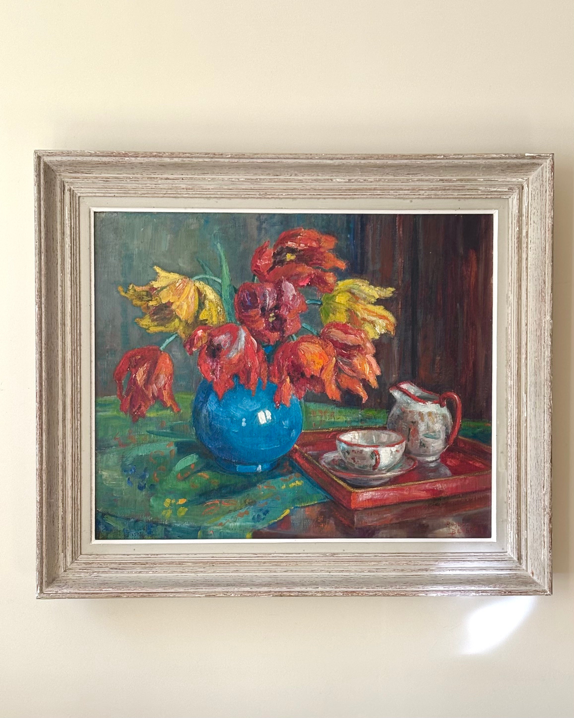 Tulips in a Blue Vase