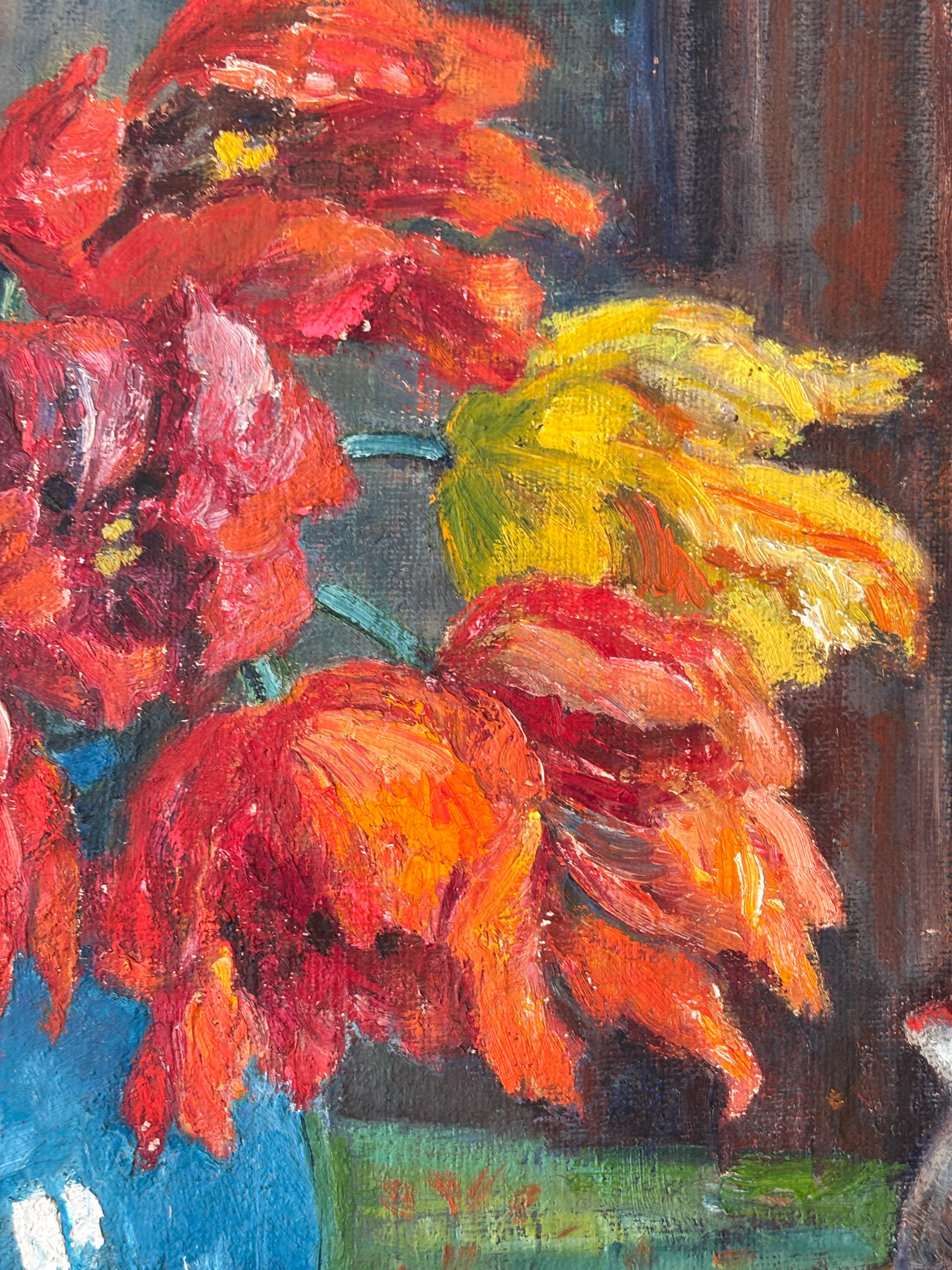 Tulips in a Blue Vase