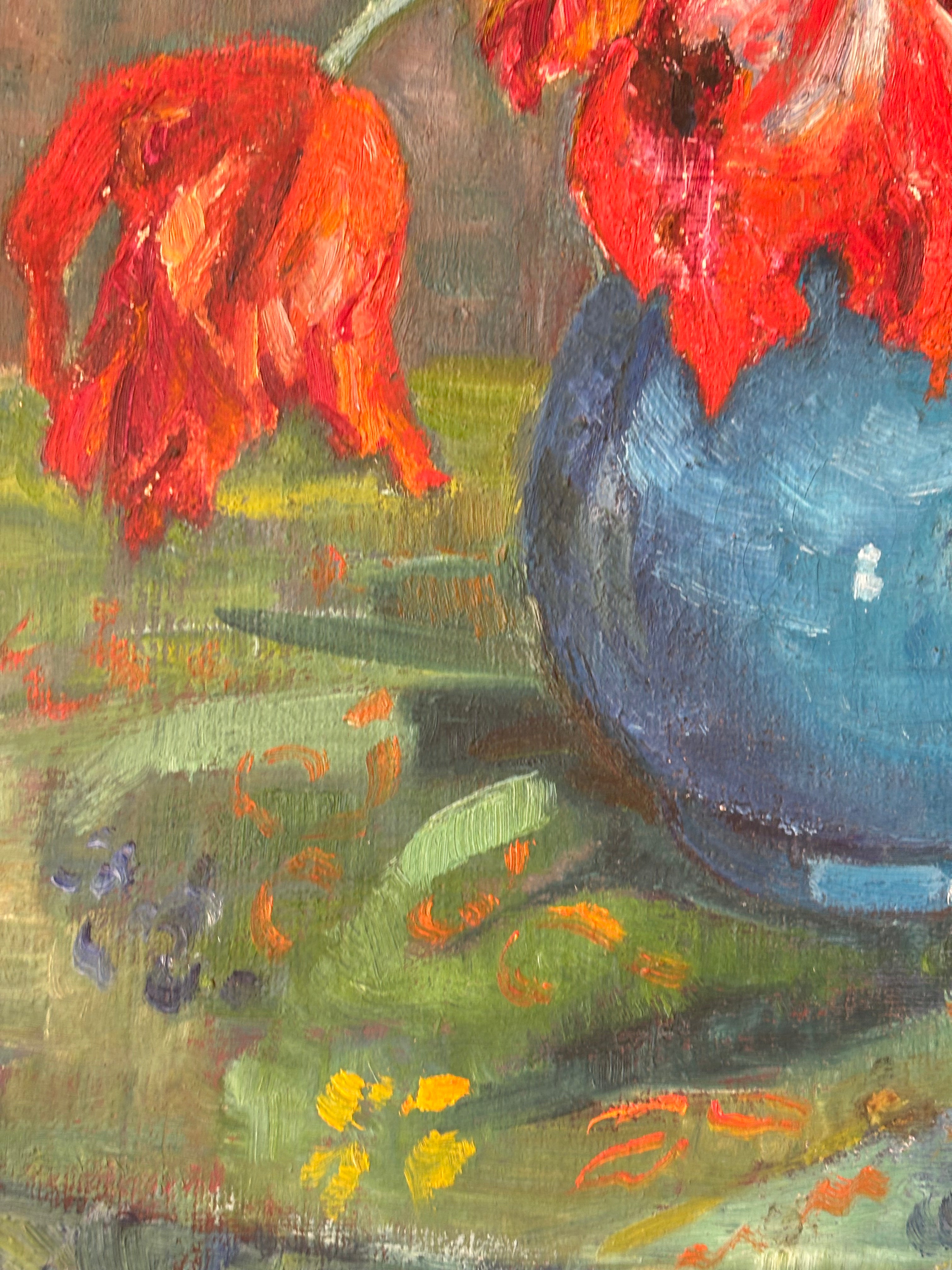 Tulips in a Blue Vase