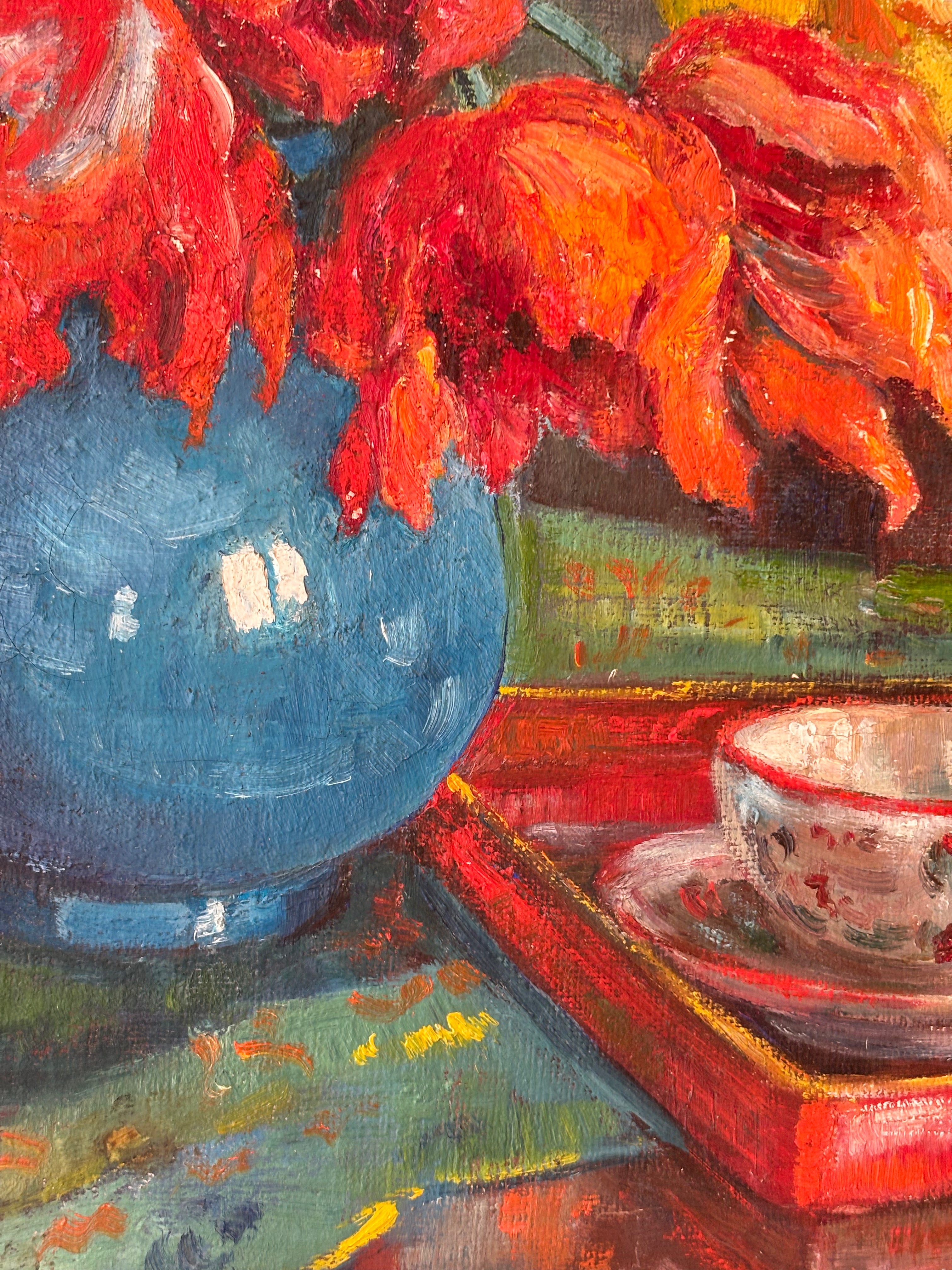 Tulips in a Blue Vase