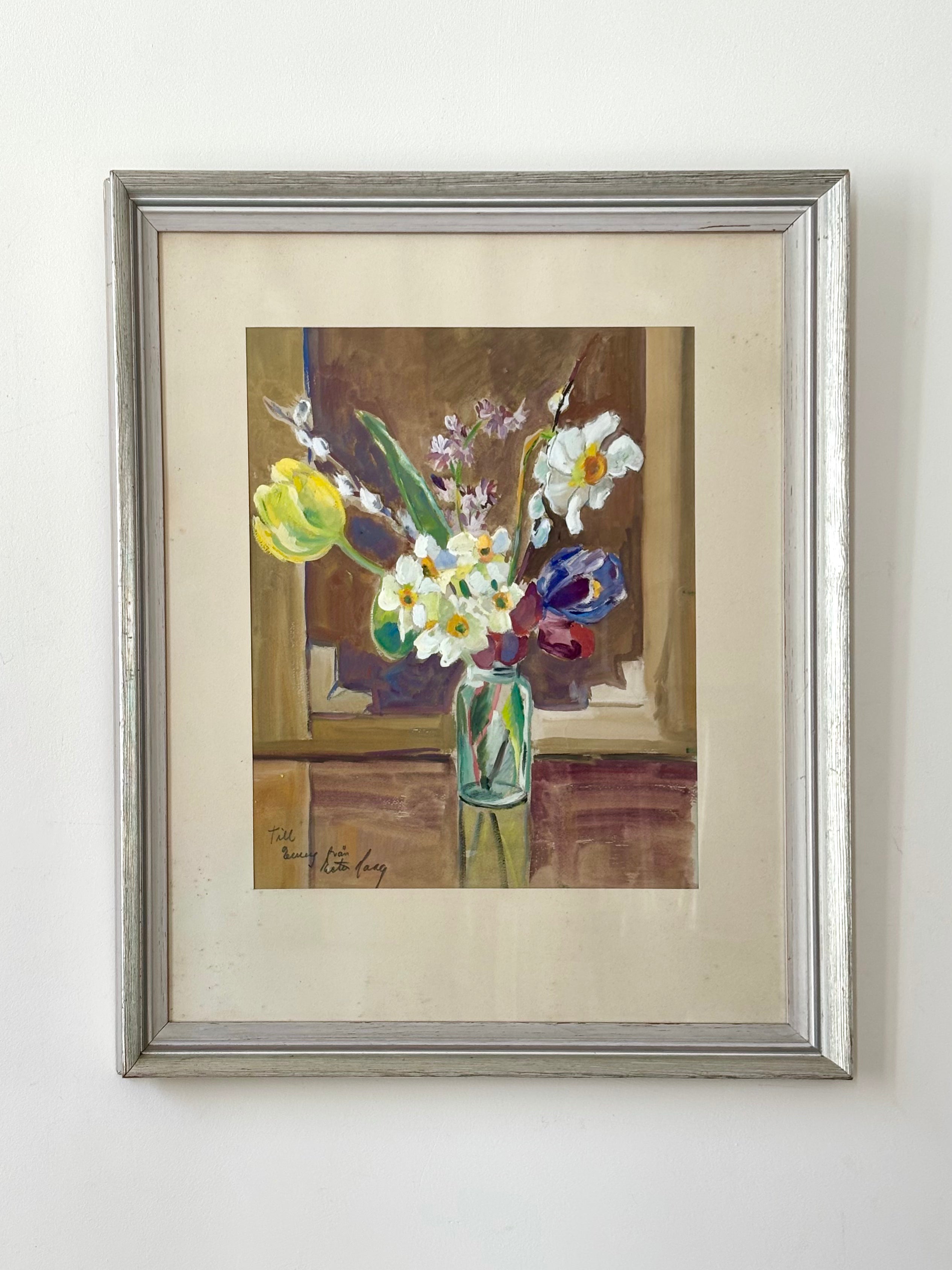 Spring Flowers in a Jam Jar