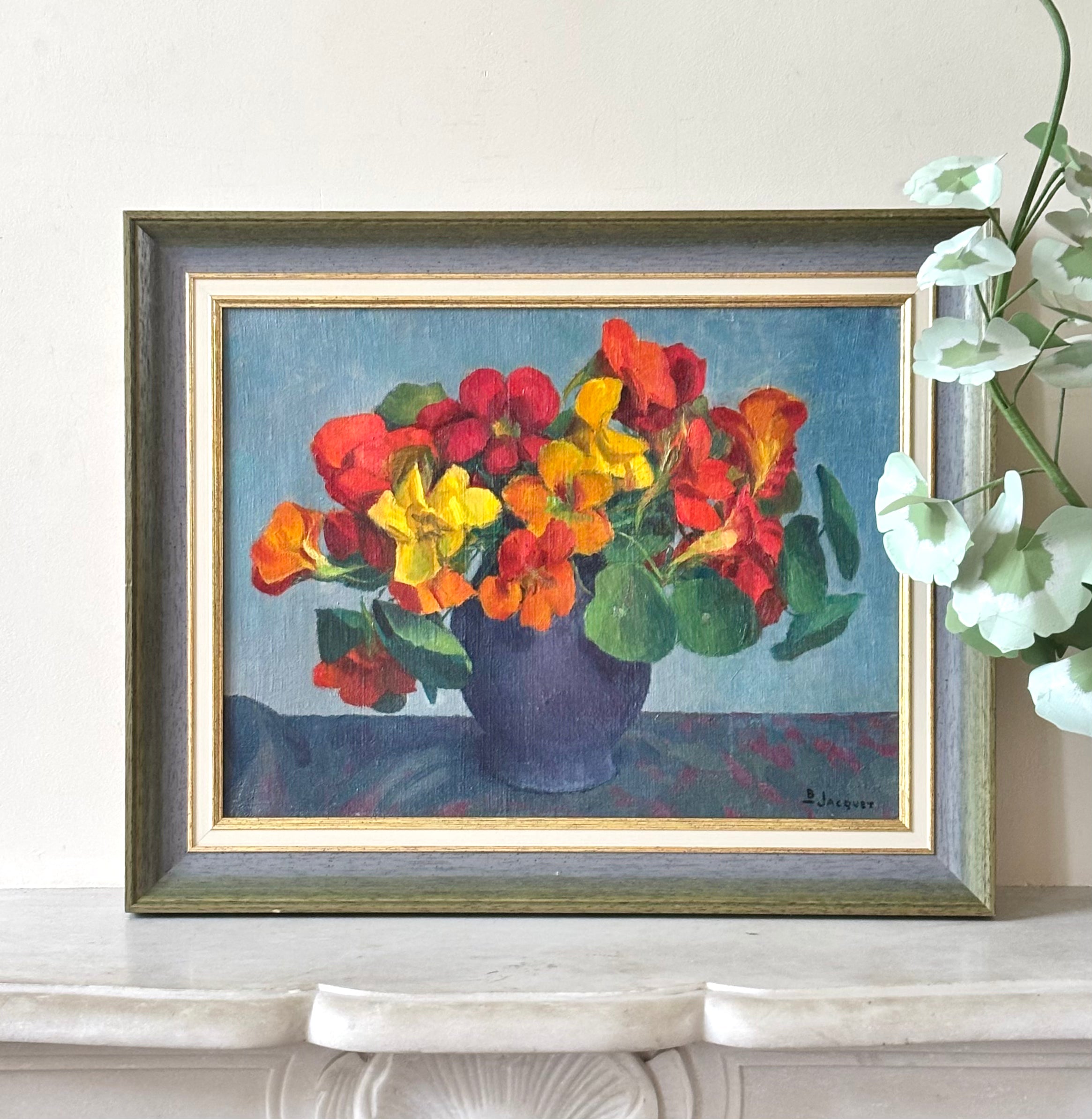 Nasturtiums on Blue