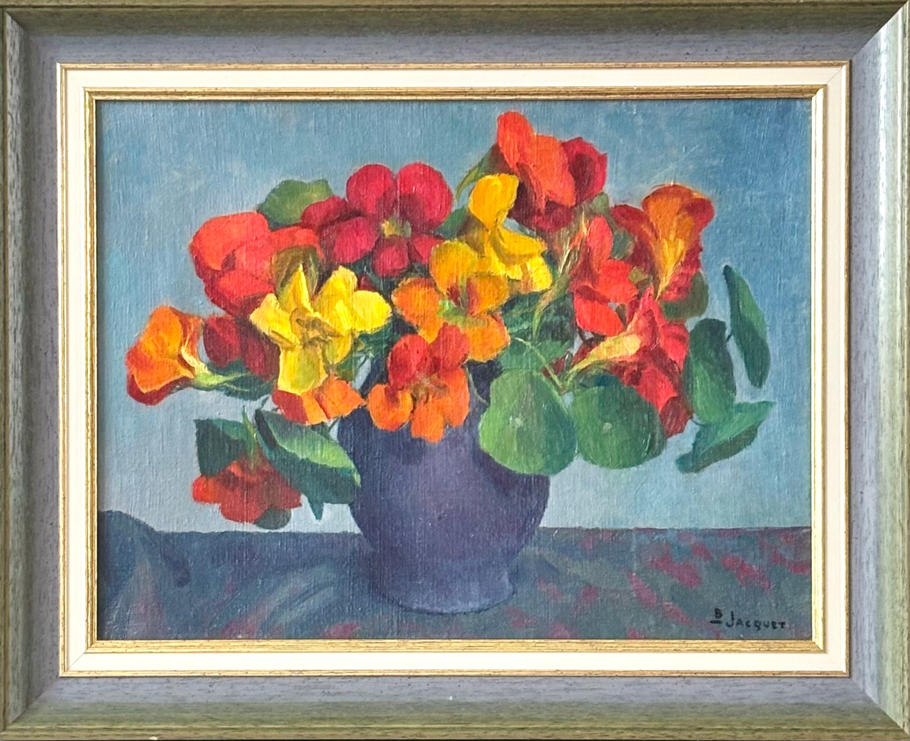 Nasturtiums on Blue