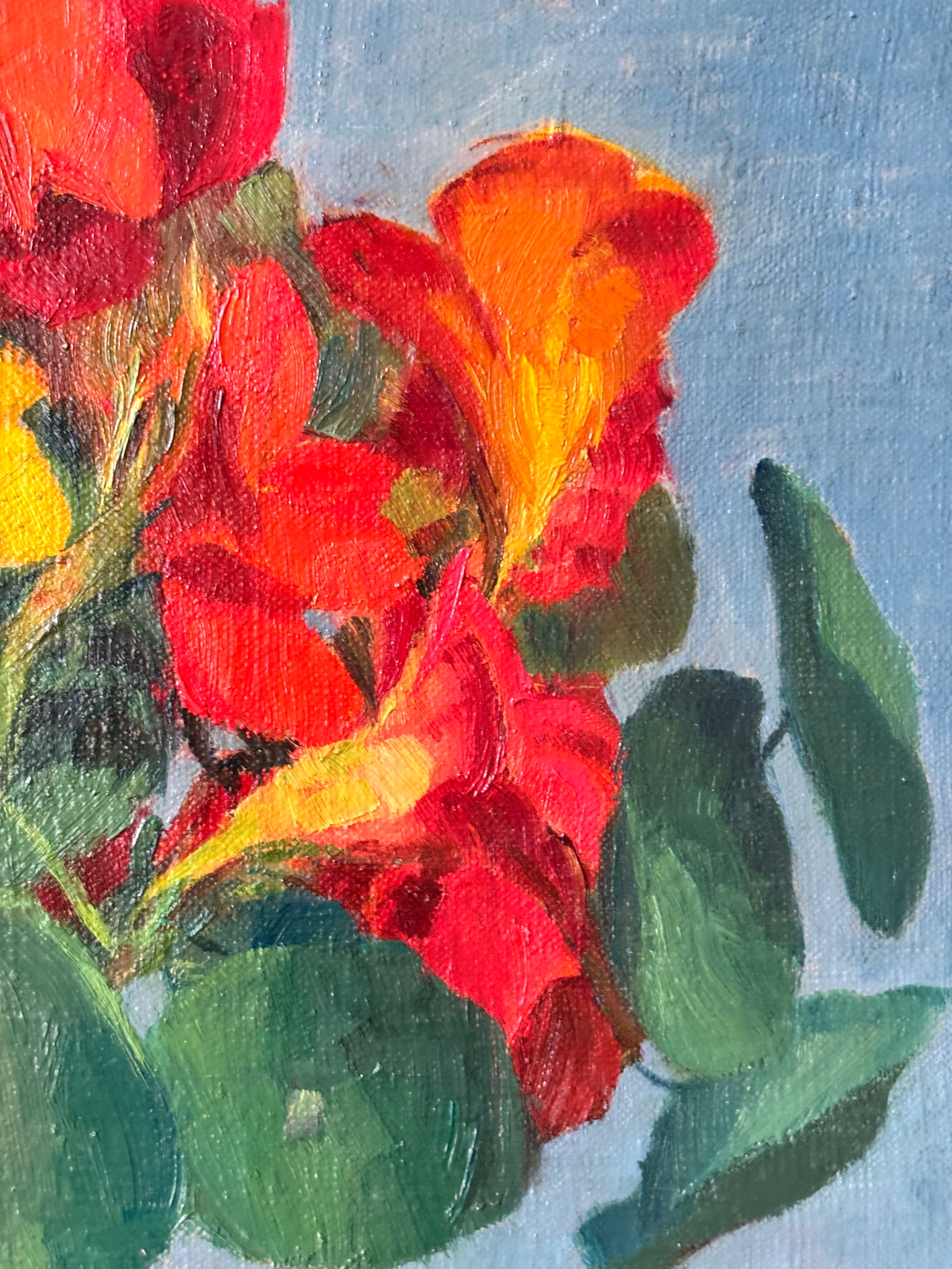 Nasturtiums on Blue