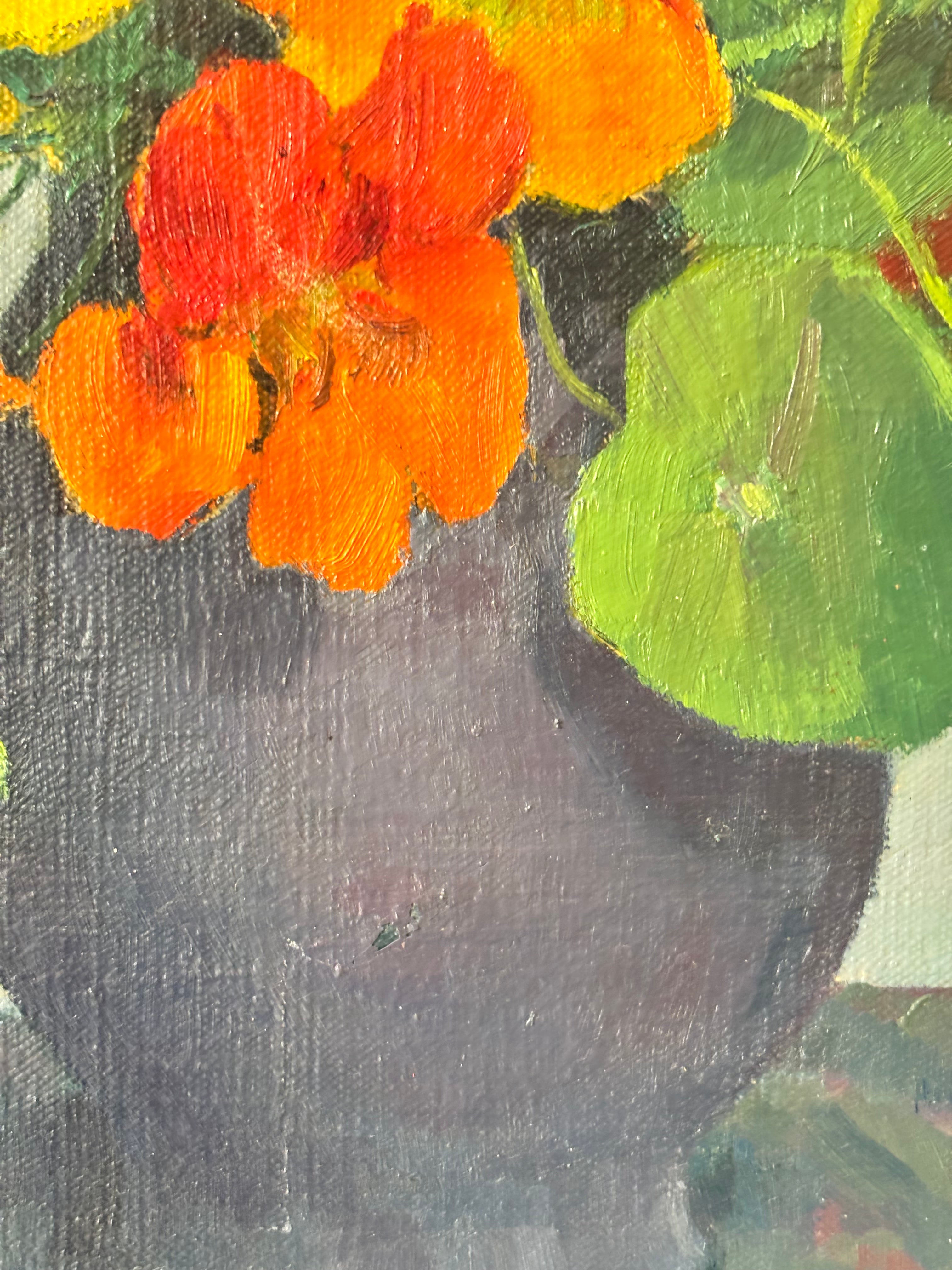 Nasturtiums on Blue