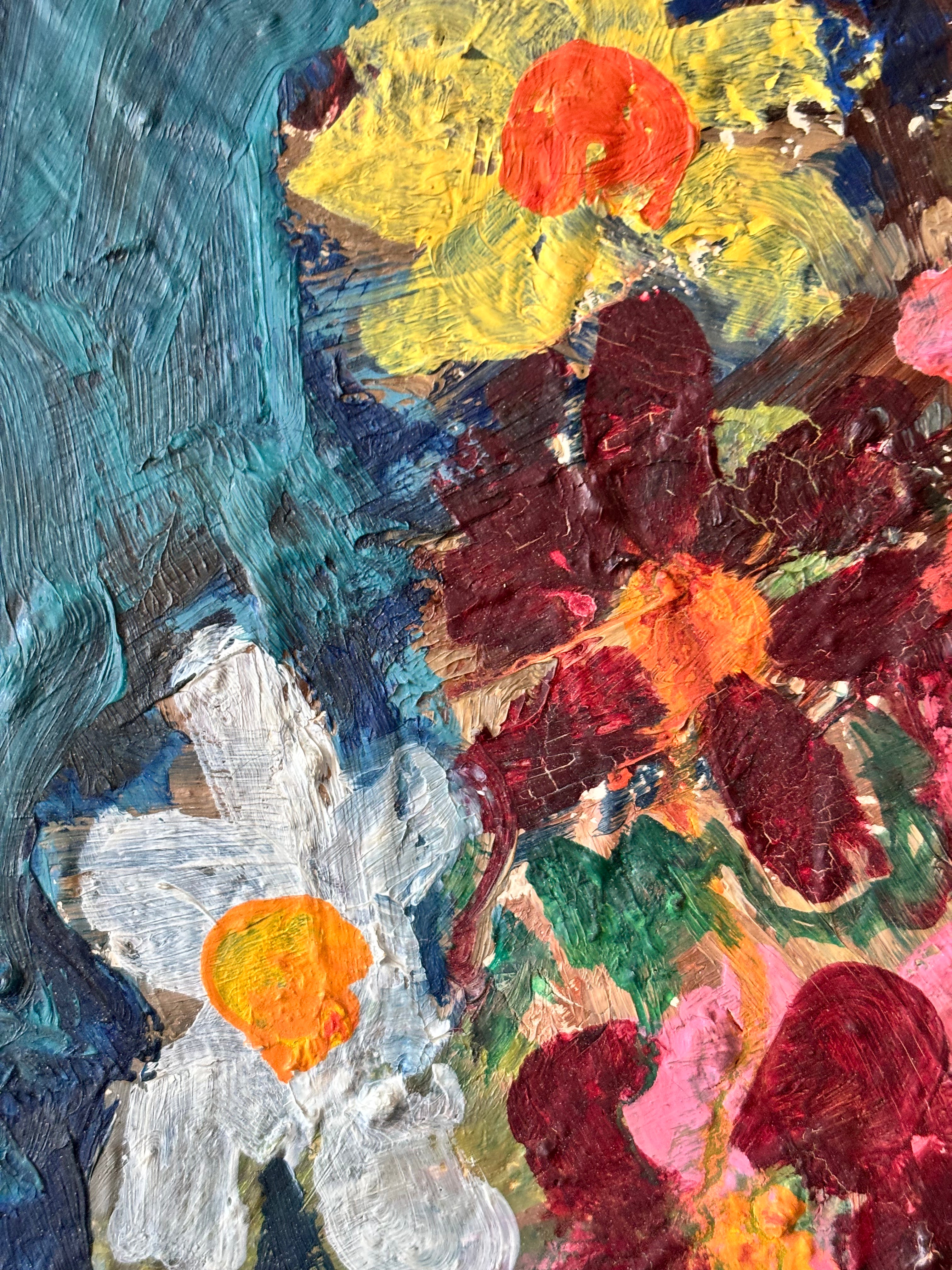 Bright Flowers in a White Jug