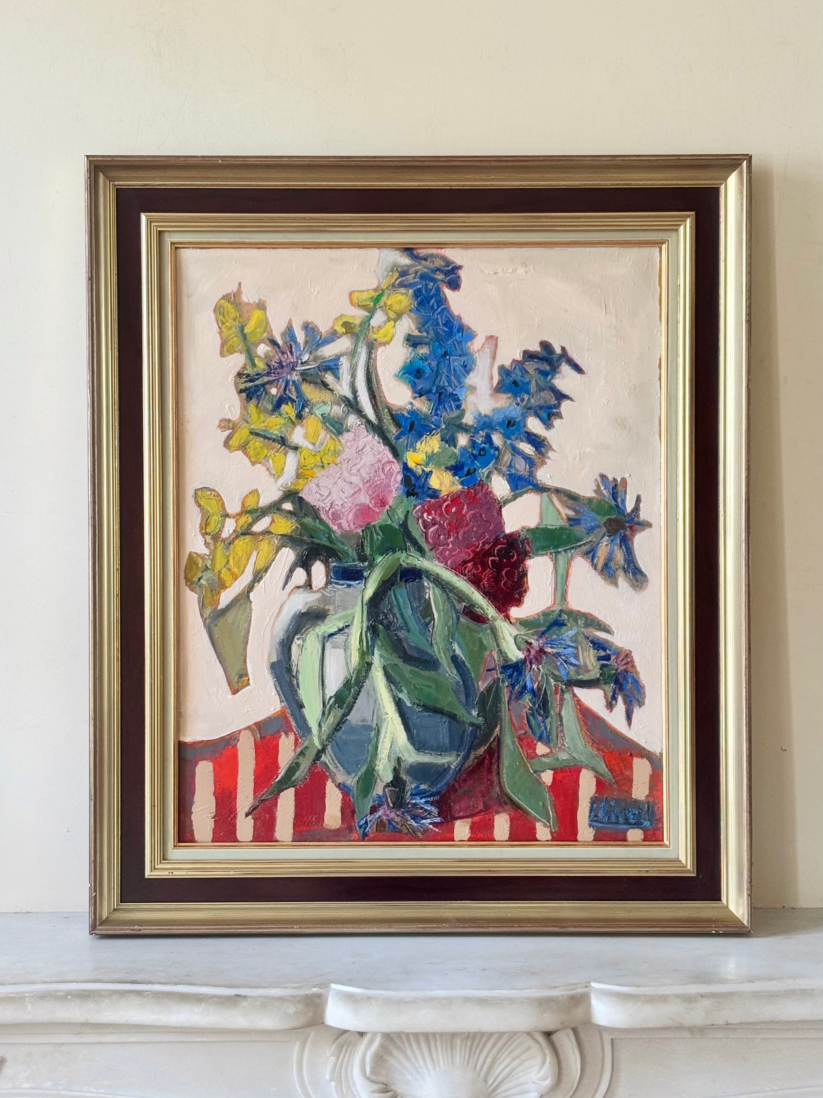 Summer Flowers on a Striped Cloth