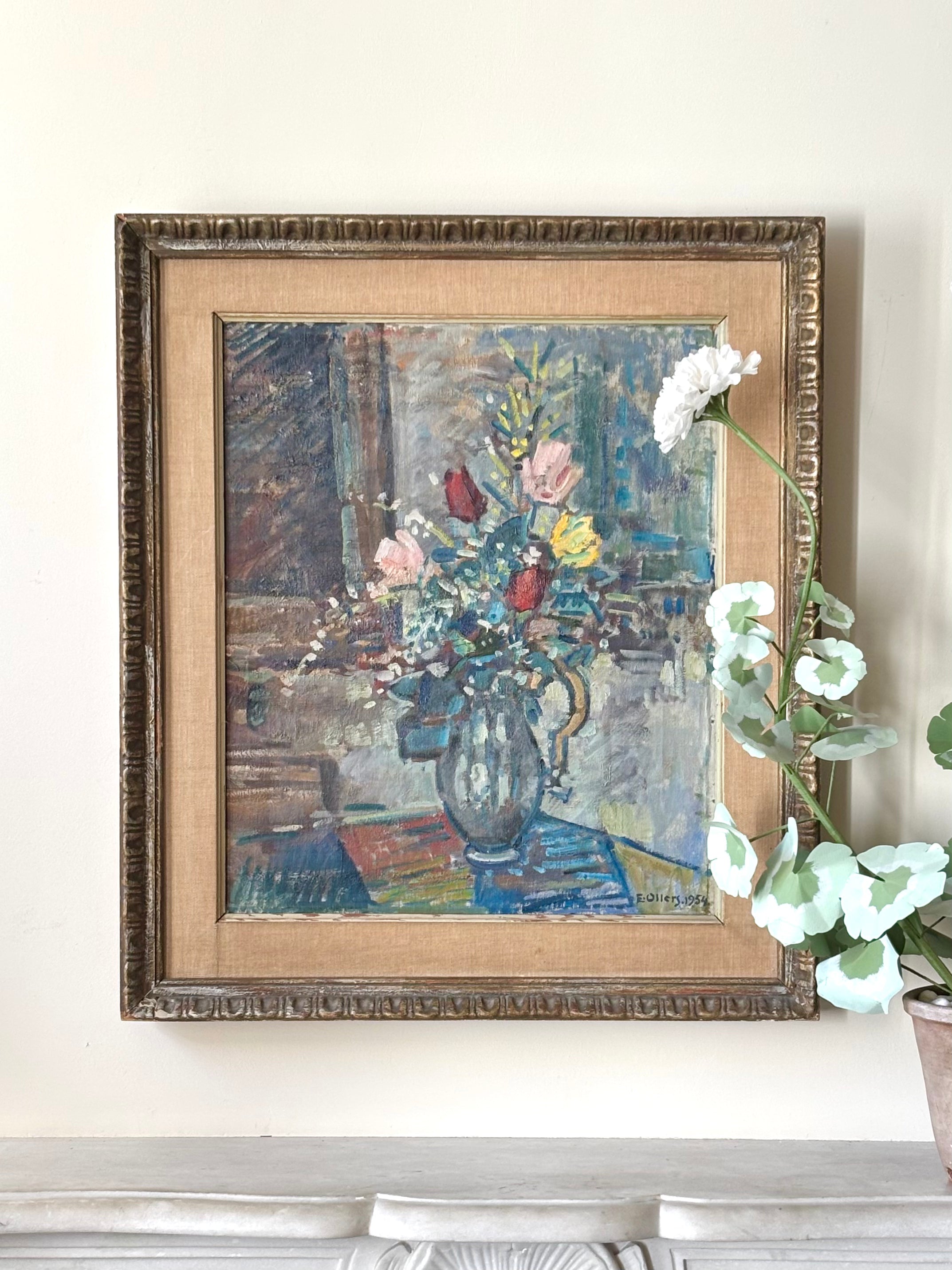 Summer Flowers in a Striped Jug