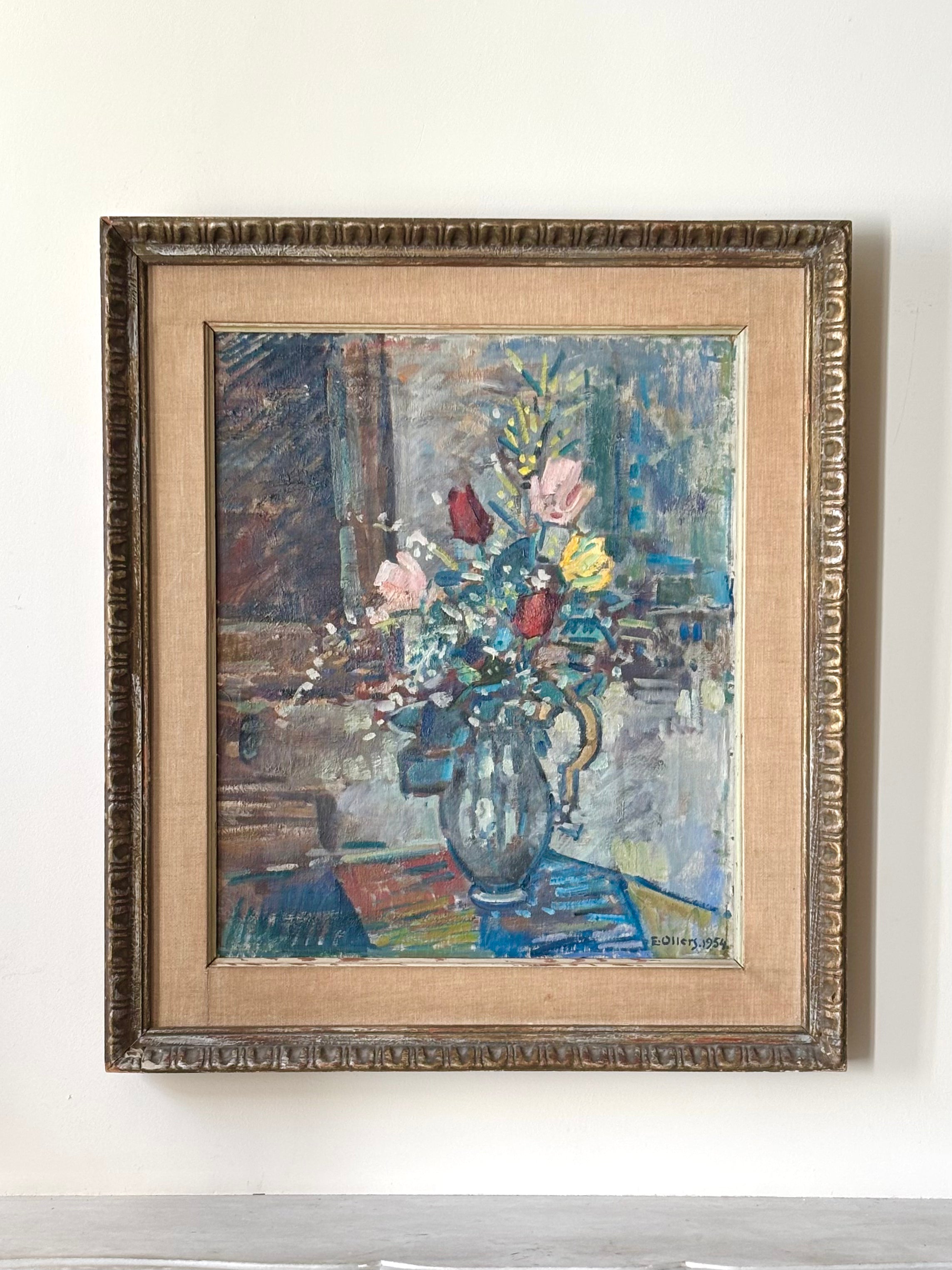Summer Flowers in a Striped Jug