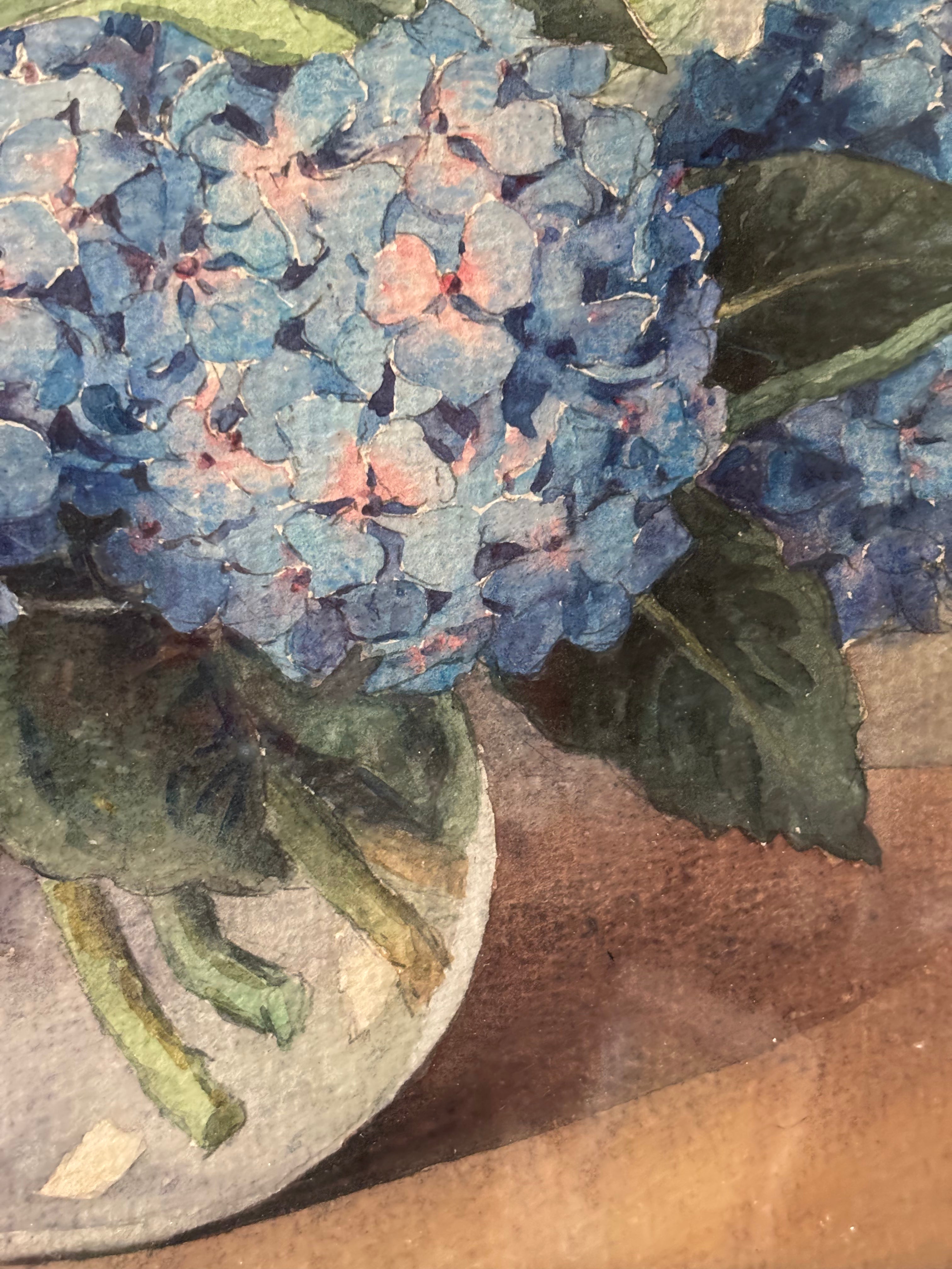 Blue Hydrangeas Watercolour