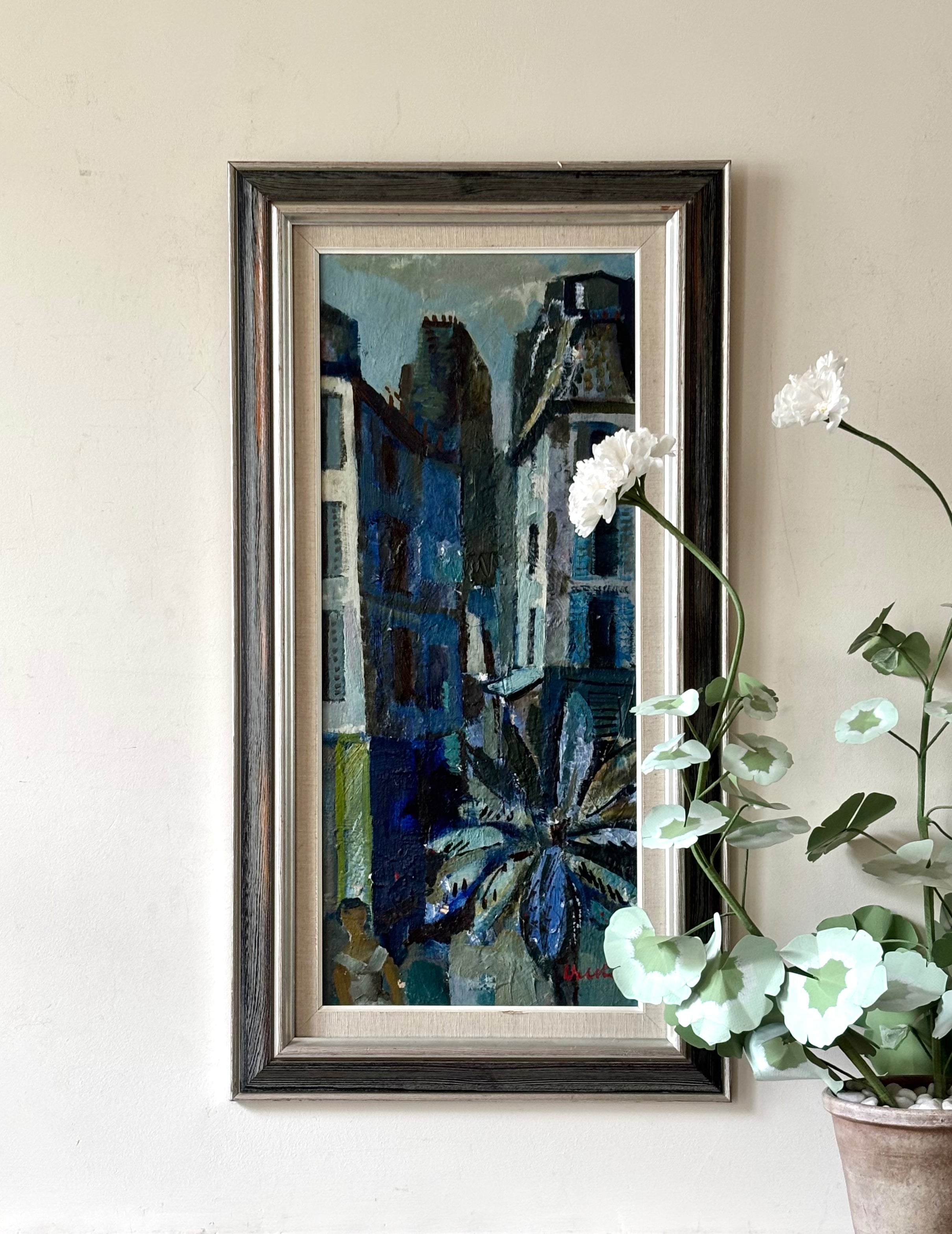 Blue Town with Palm Tree