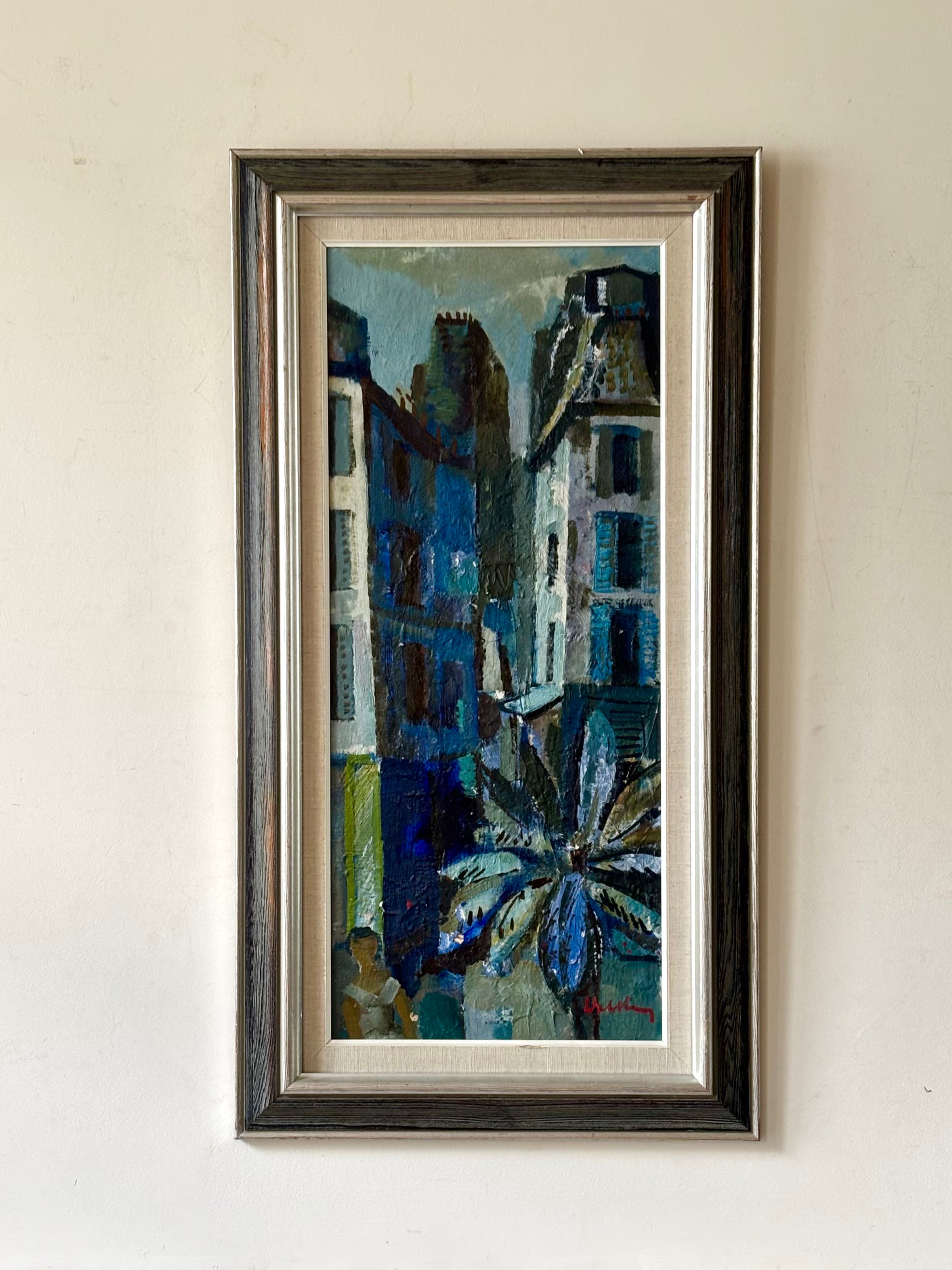 Blue Town with Palm Tree