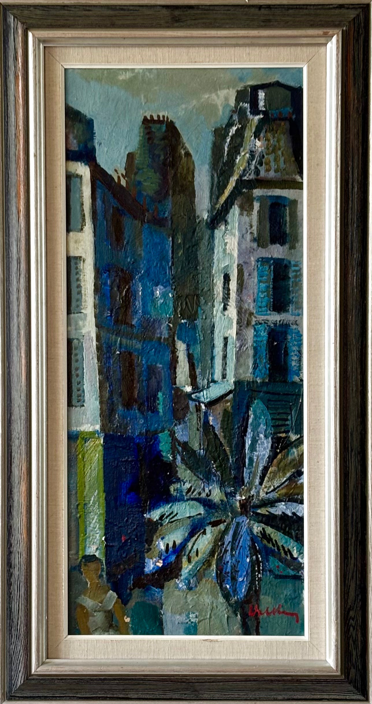 Blue Town with Palm Tree