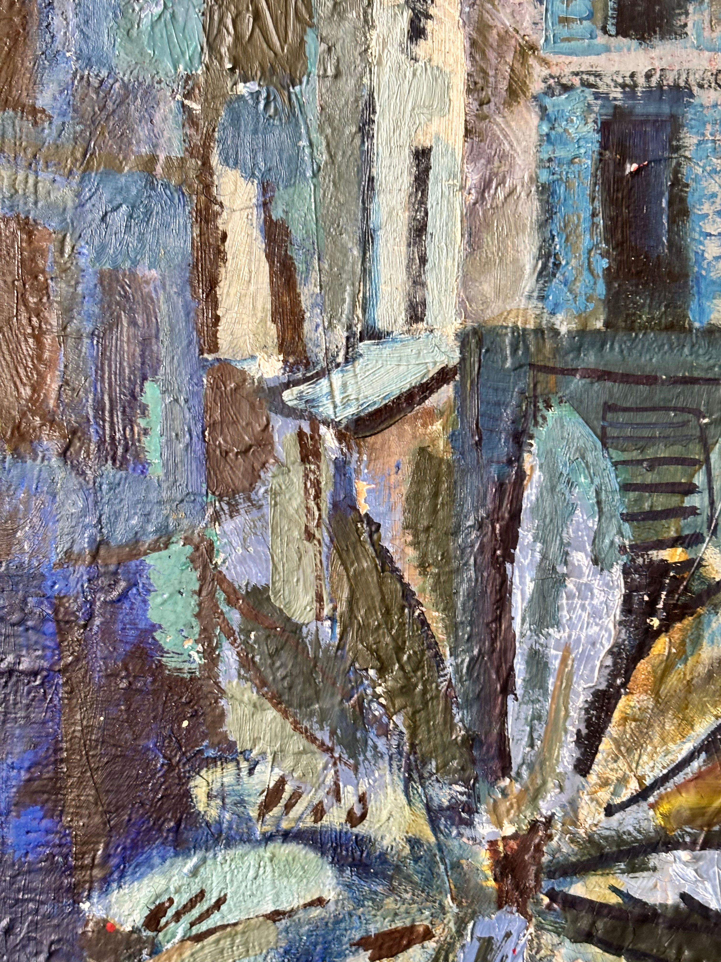 Blue Town with Palm Tree
