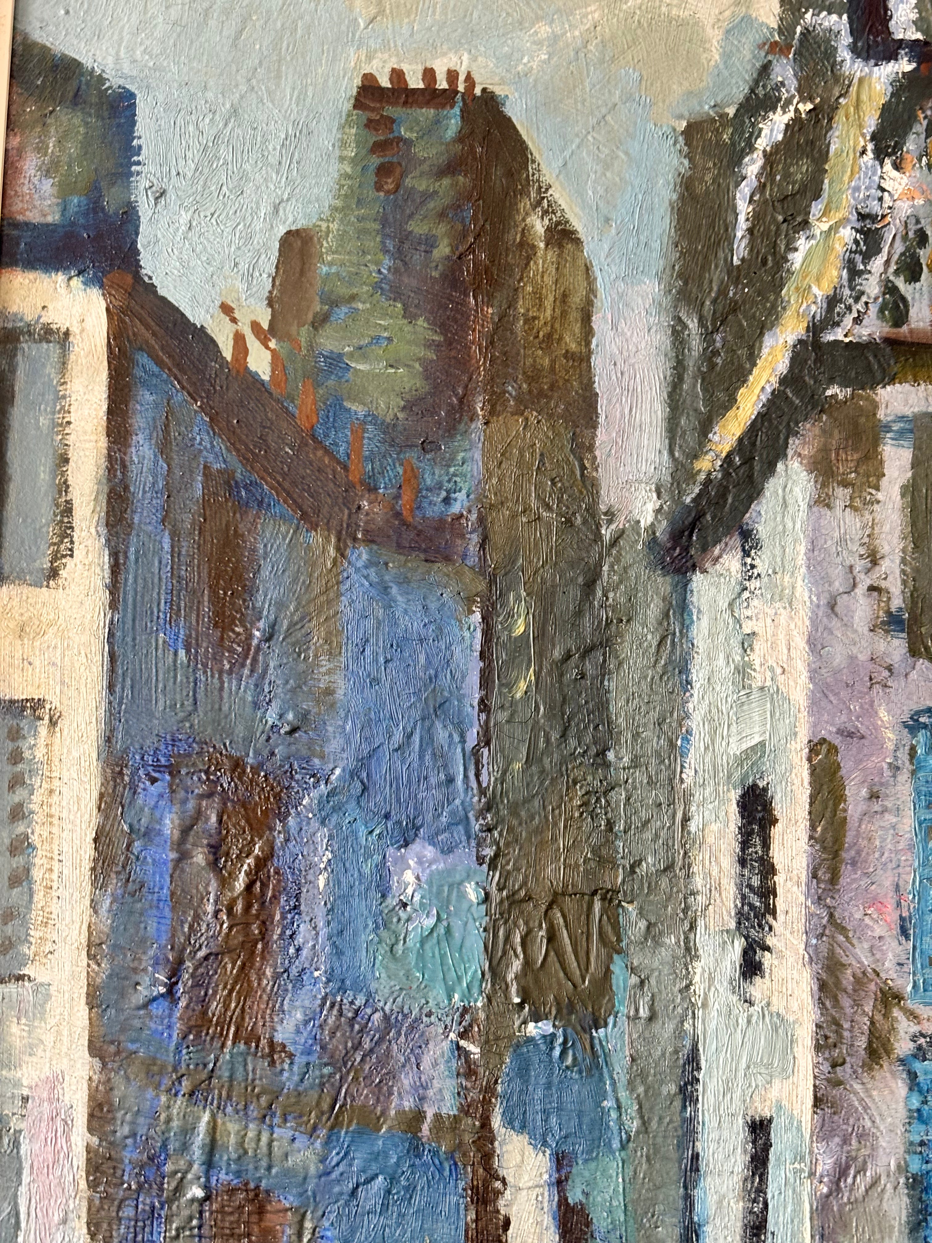 Blue Town with Palm Tree