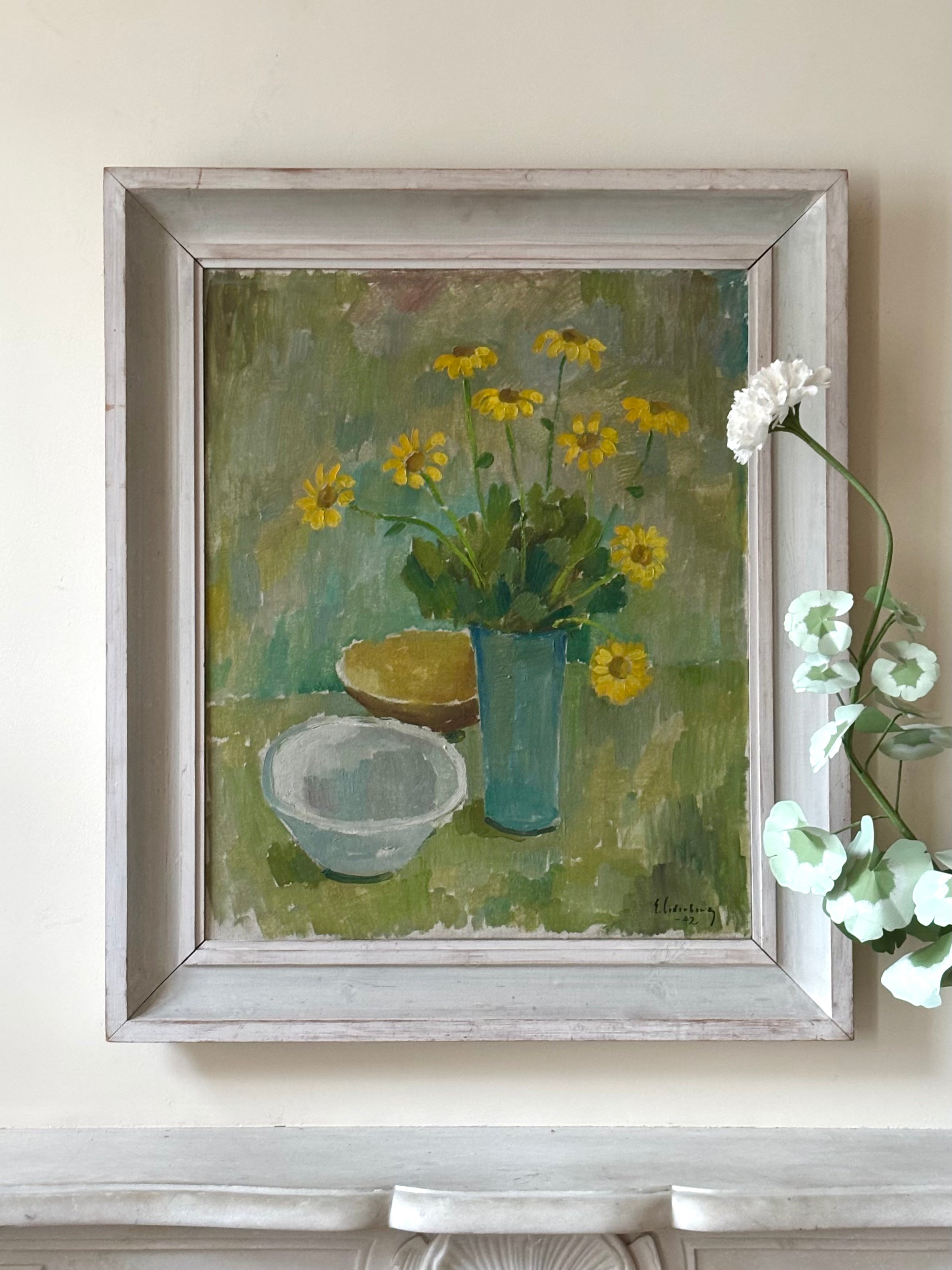 Yellow Flowers in a Blue Vase