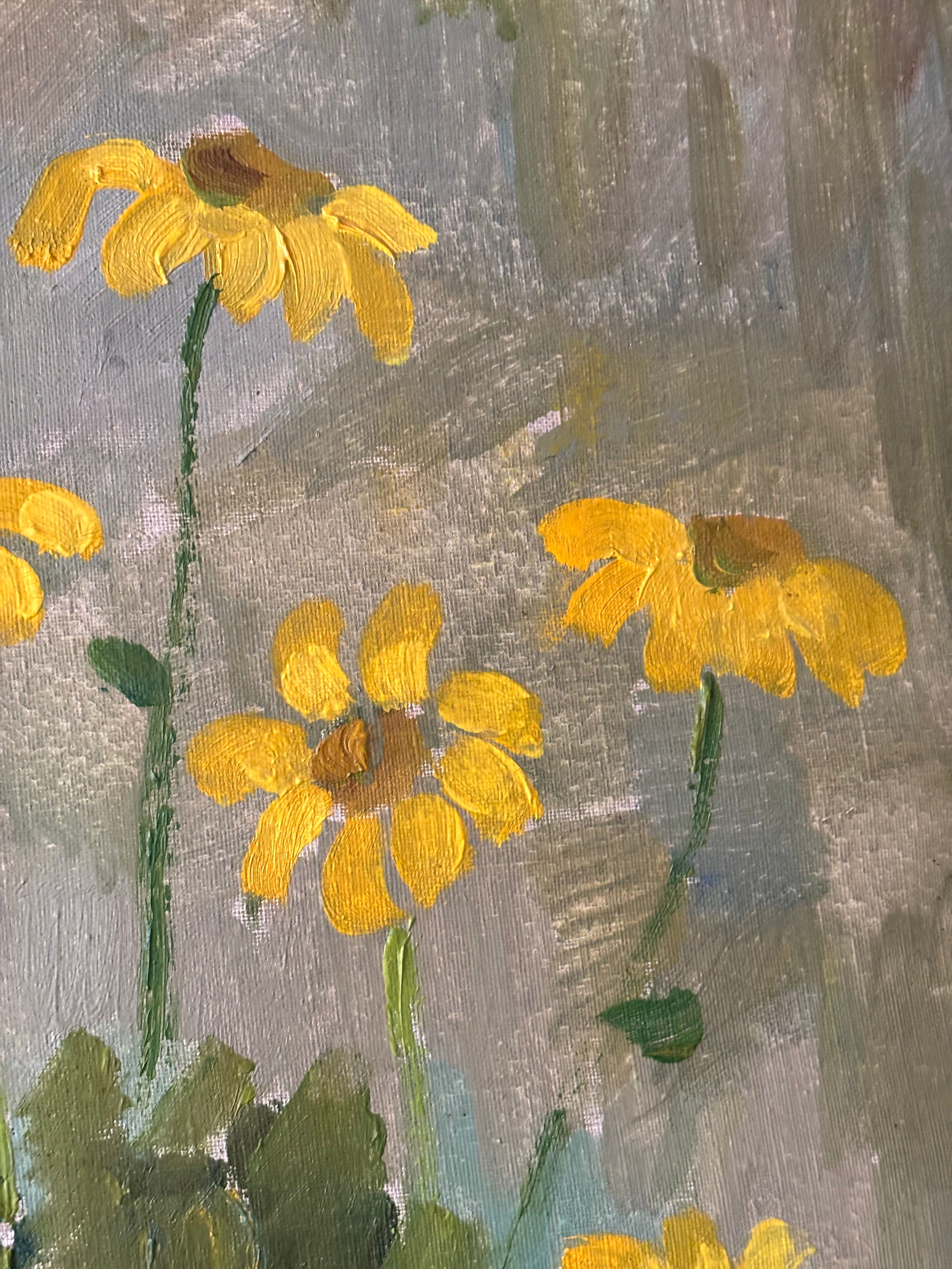 Yellow Flowers in a Blue Vase