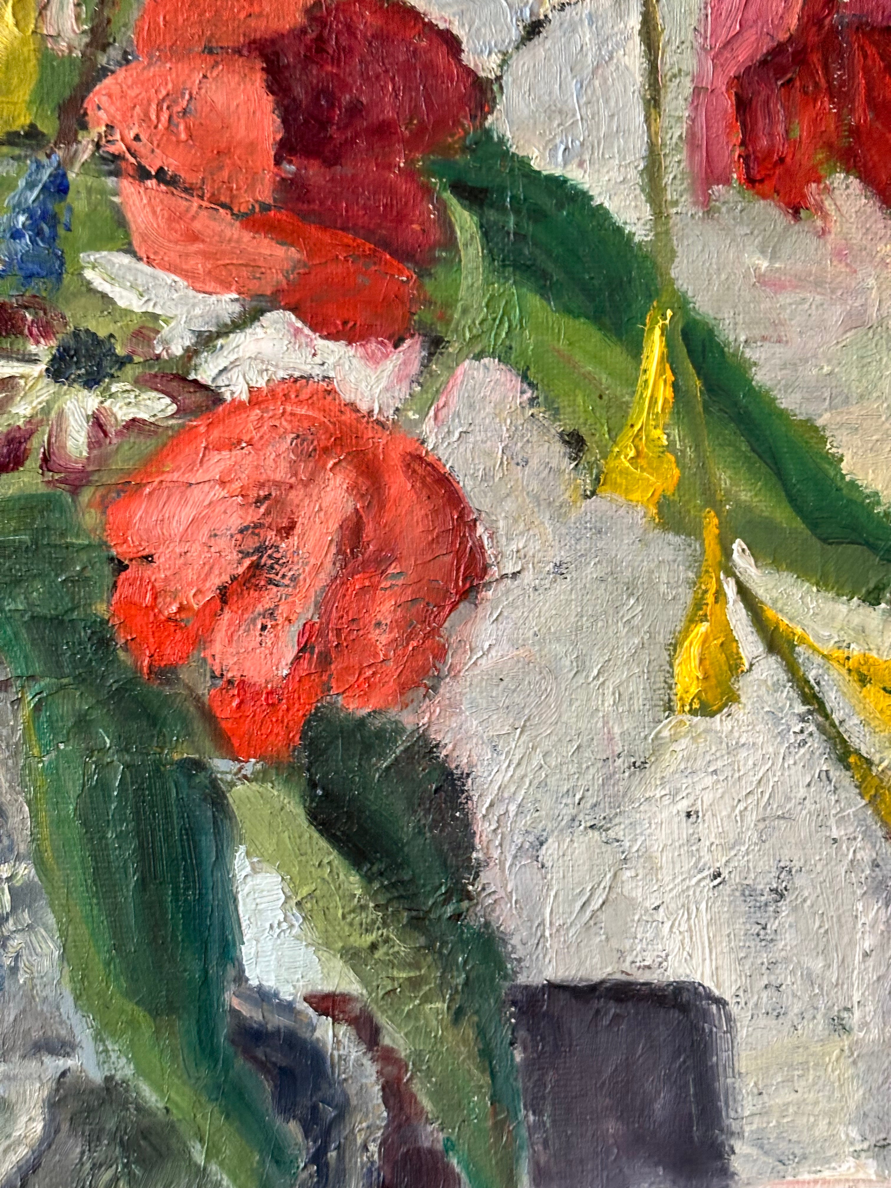 Spring Flowers in a Silver Vase