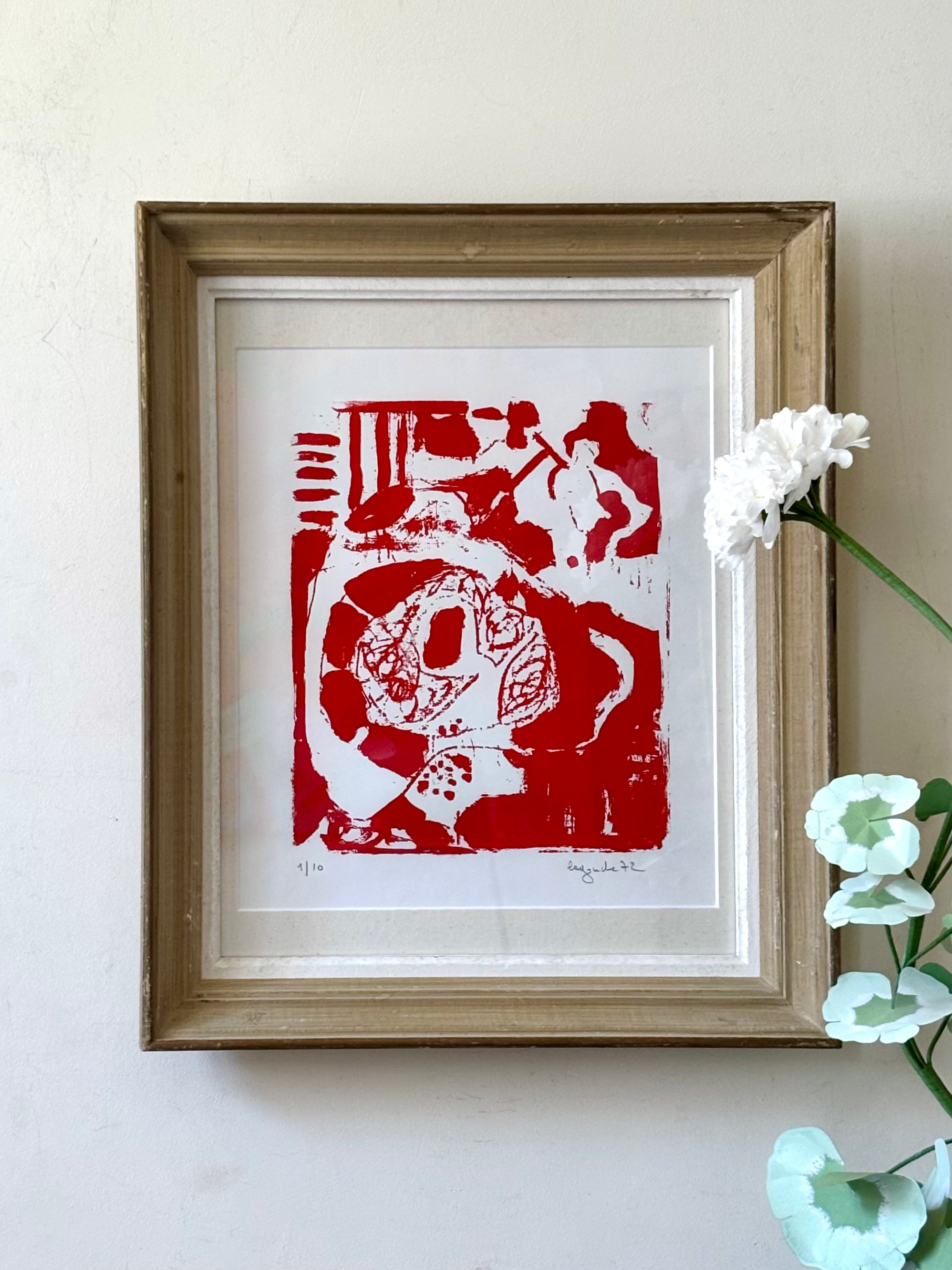 Red and White Abstract
