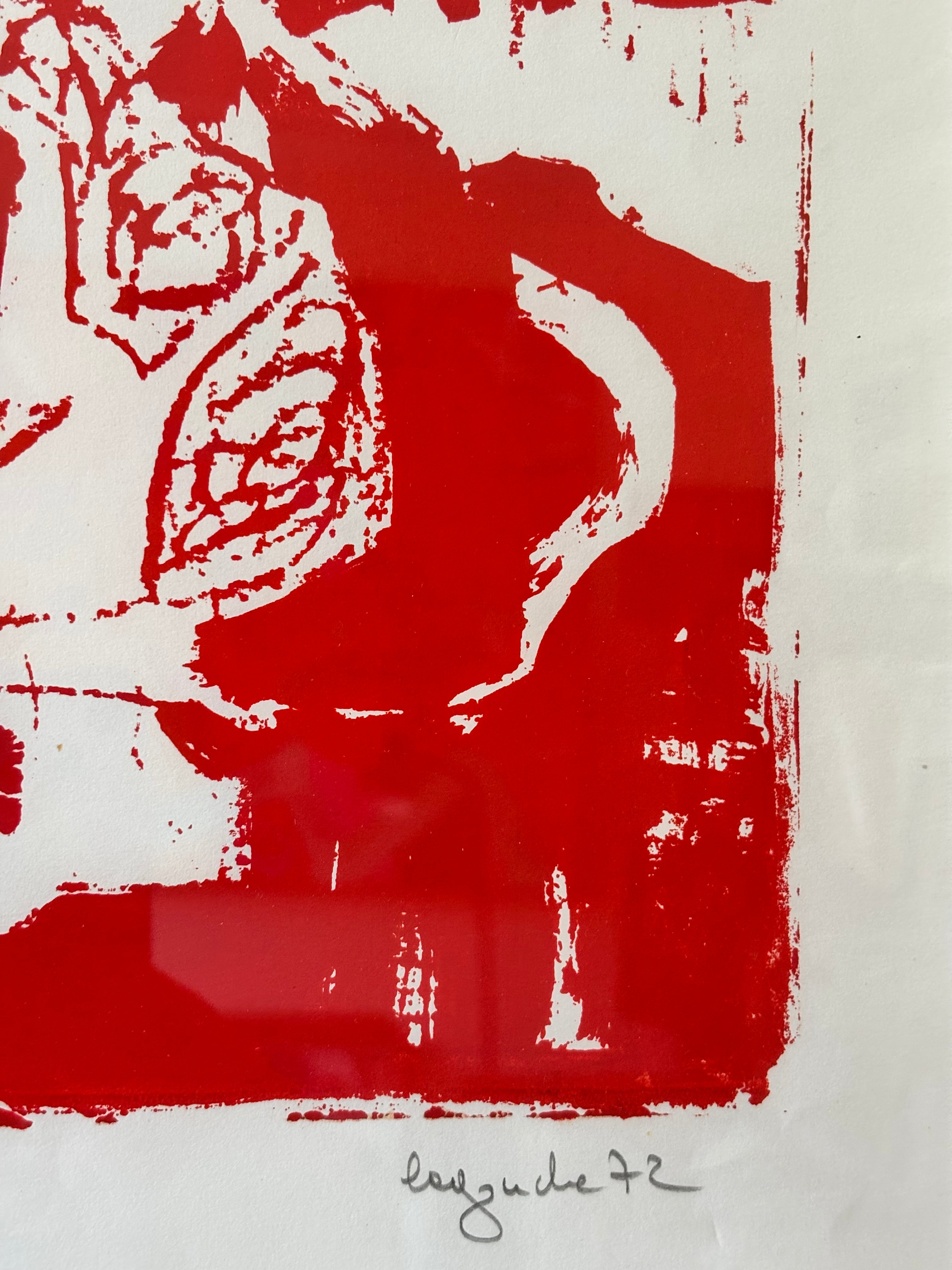 Red and White Abstract