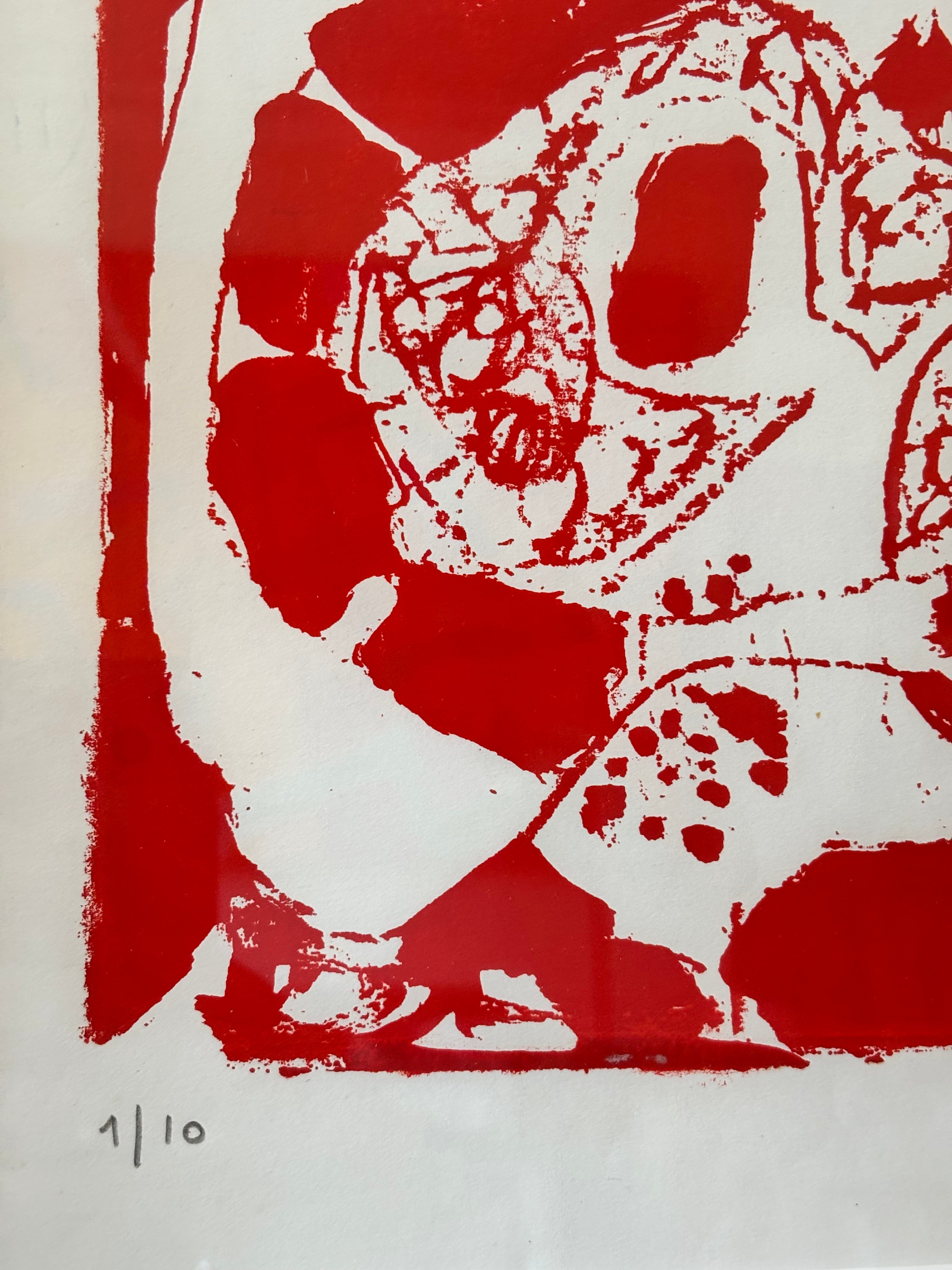 Red and White Abstract