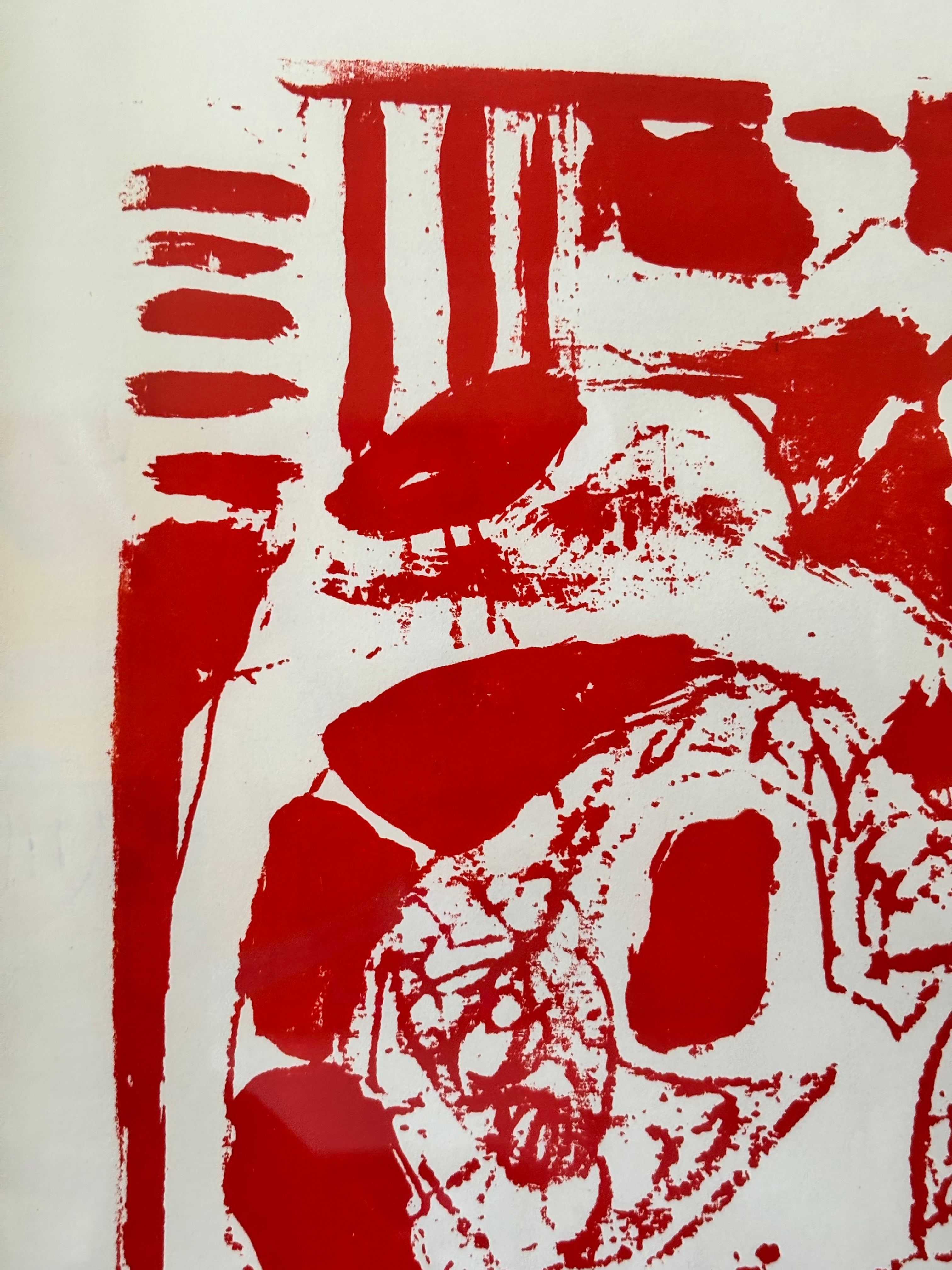 Red and White Abstract