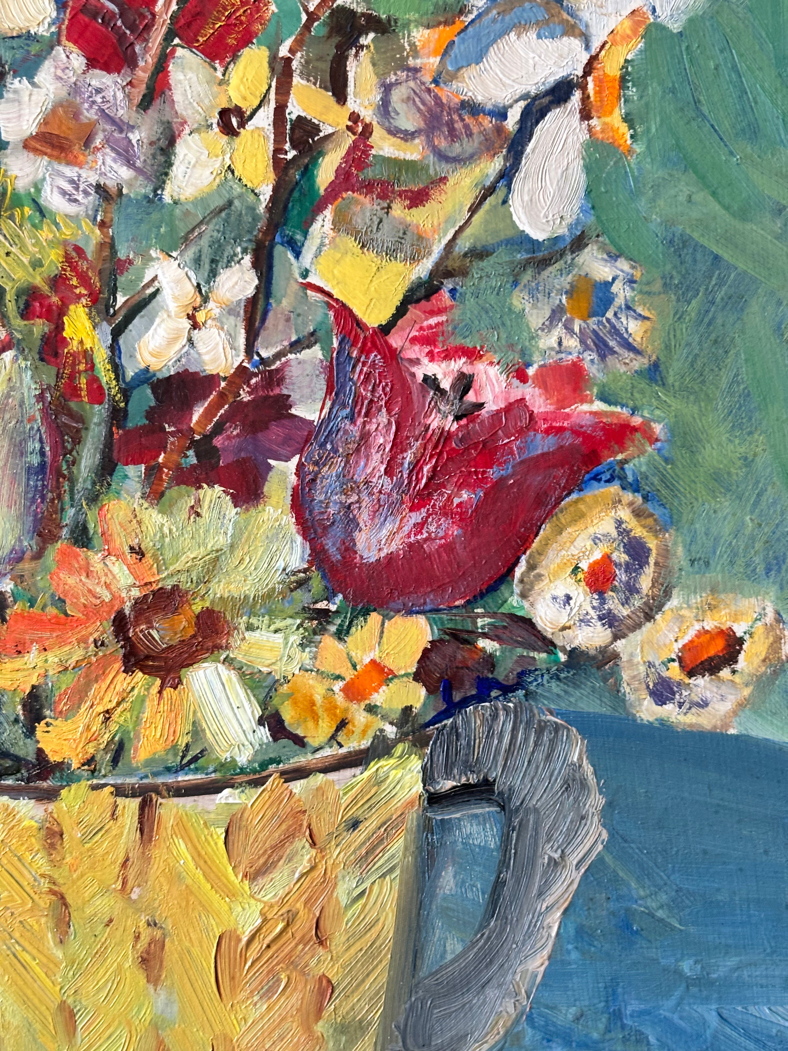 Spring Flowers in a Yellow Vase