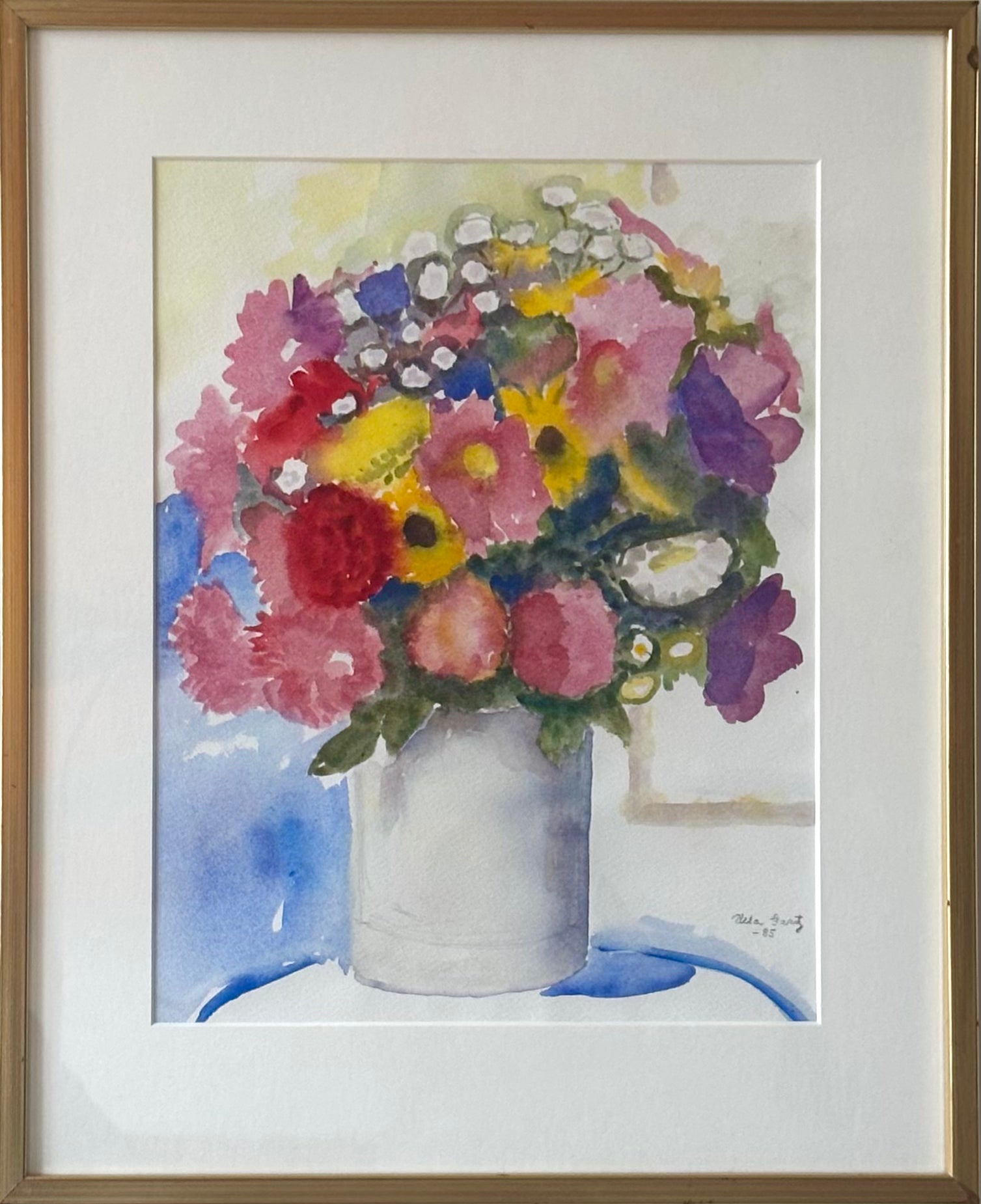 Summer Flowers in a White Vase