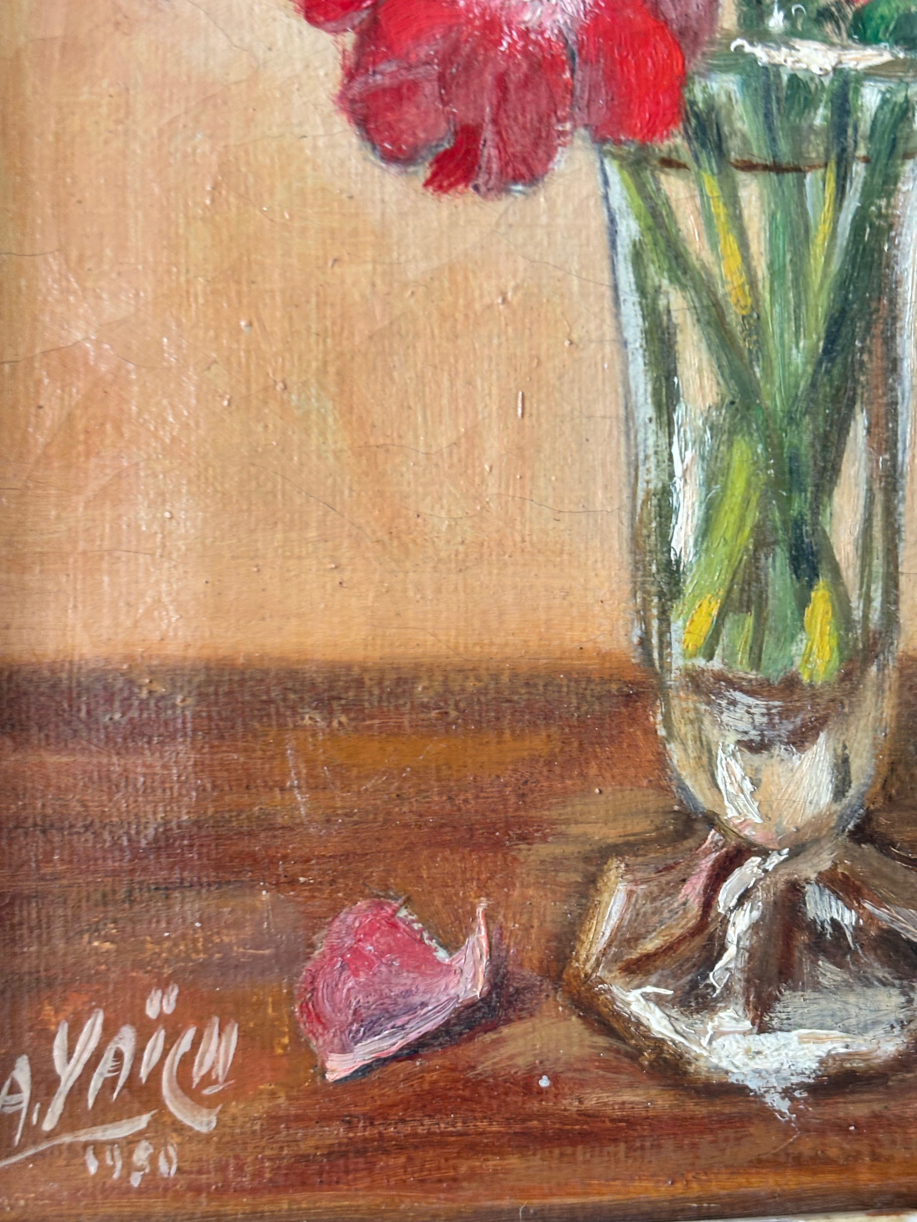 Anenomes in a Glass Vase