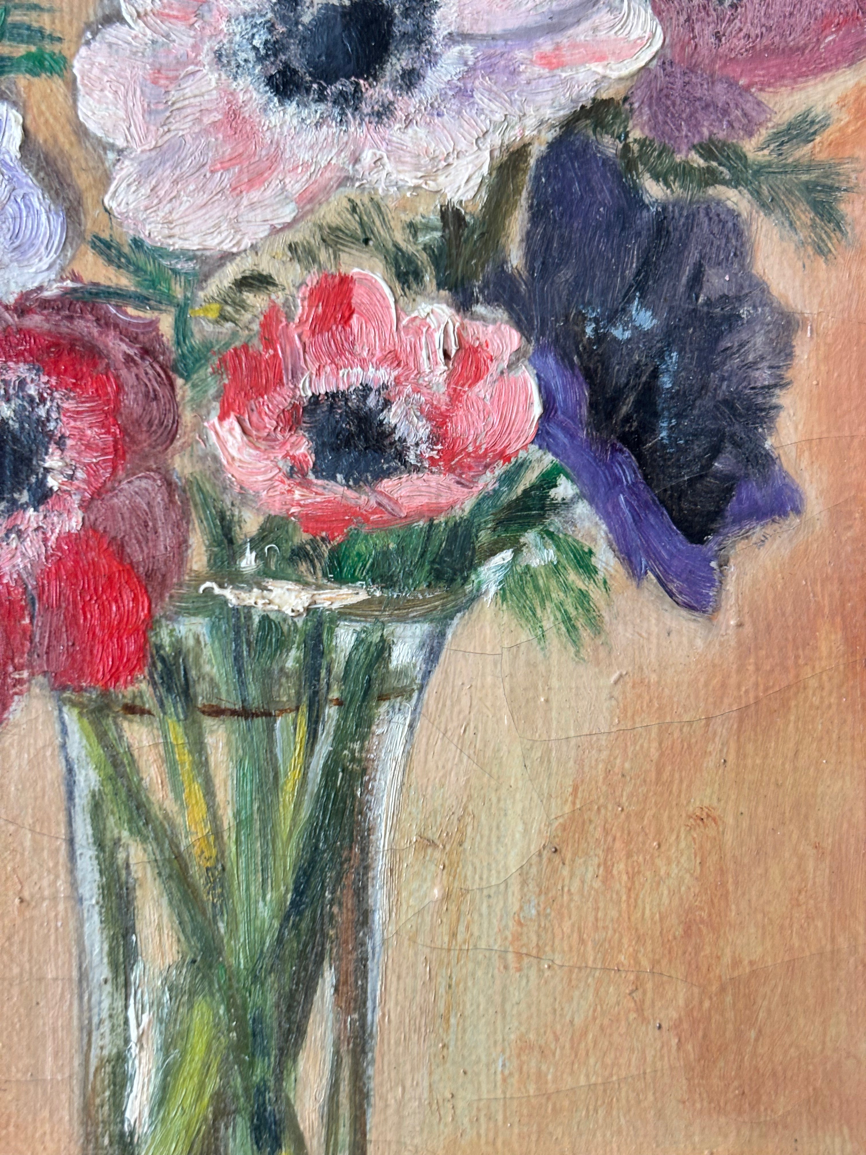 Anenomes in a Glass Vase