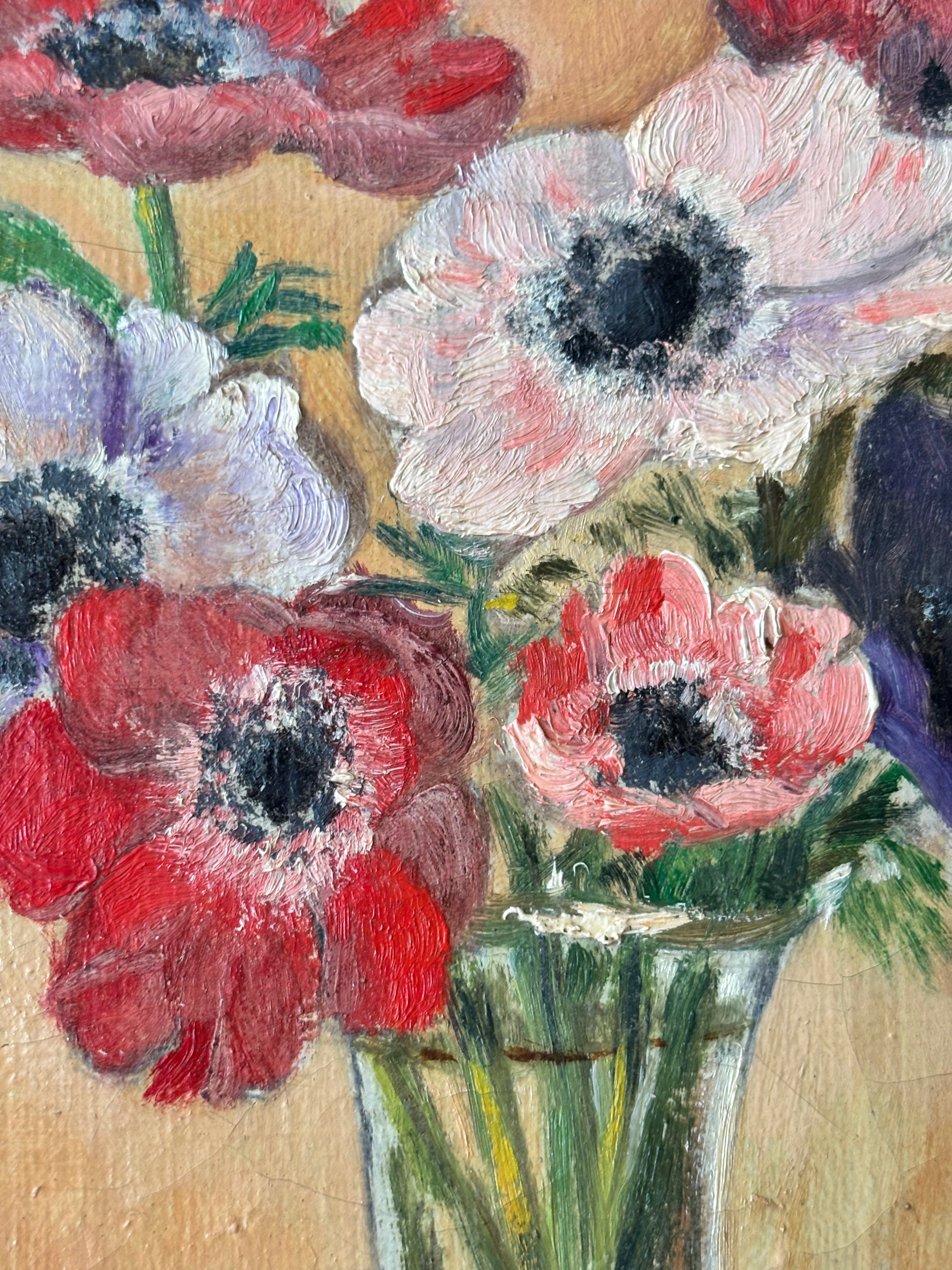 Anenomes in a Glass Vase
