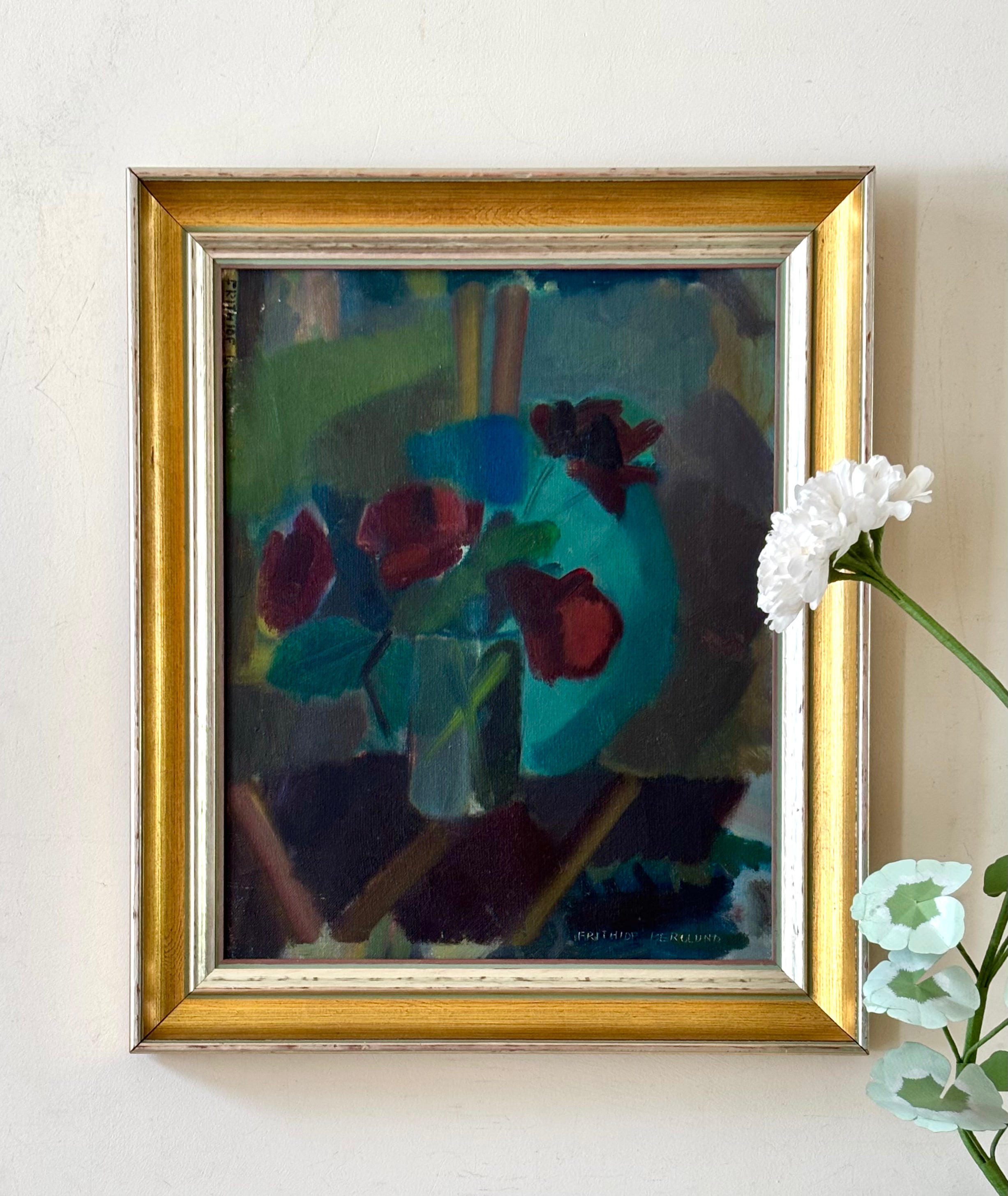 Red Flowers in a Glass Jar