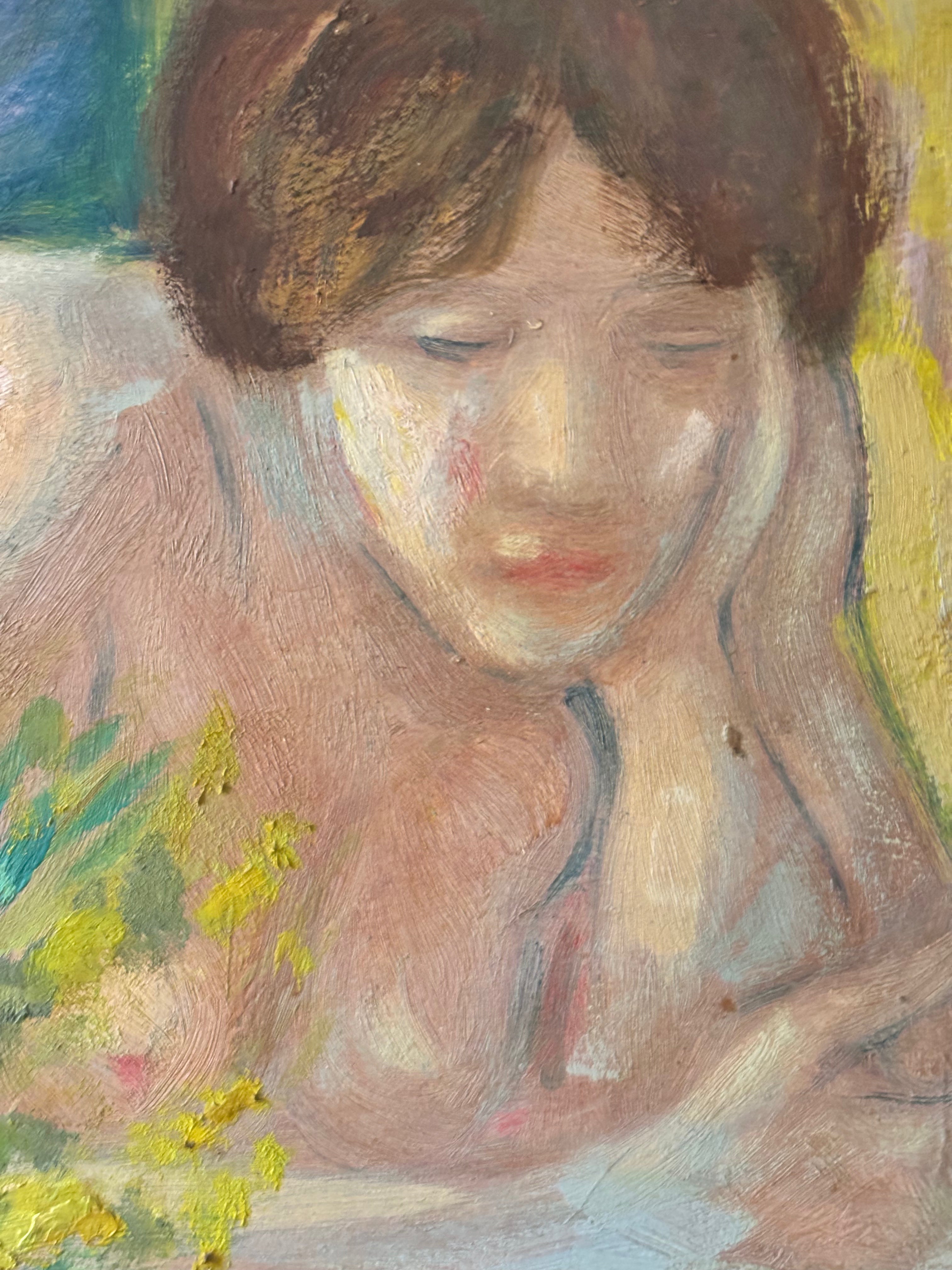 Nude with Mimosa Flowers