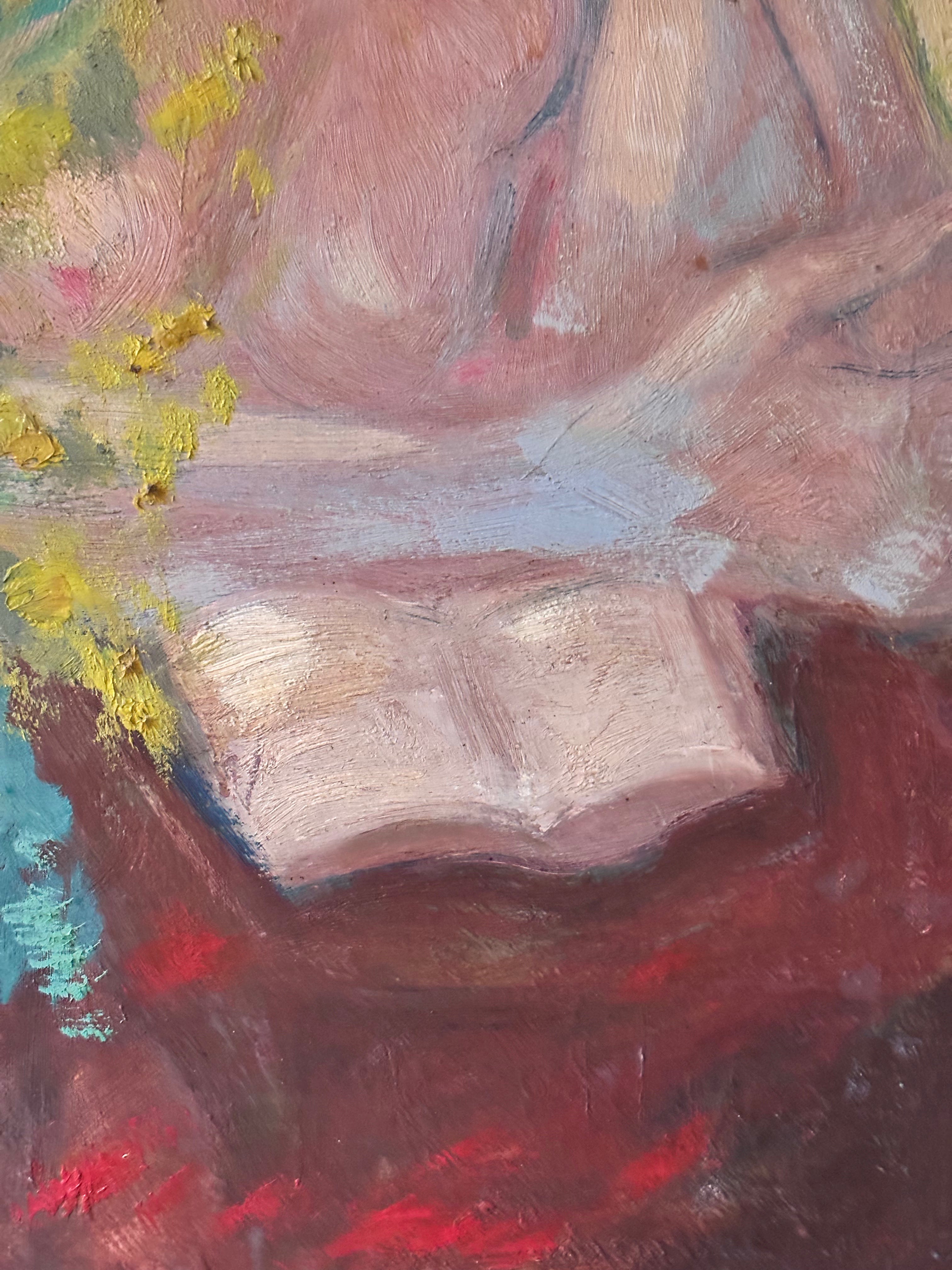 Nude with Mimosa Flowers