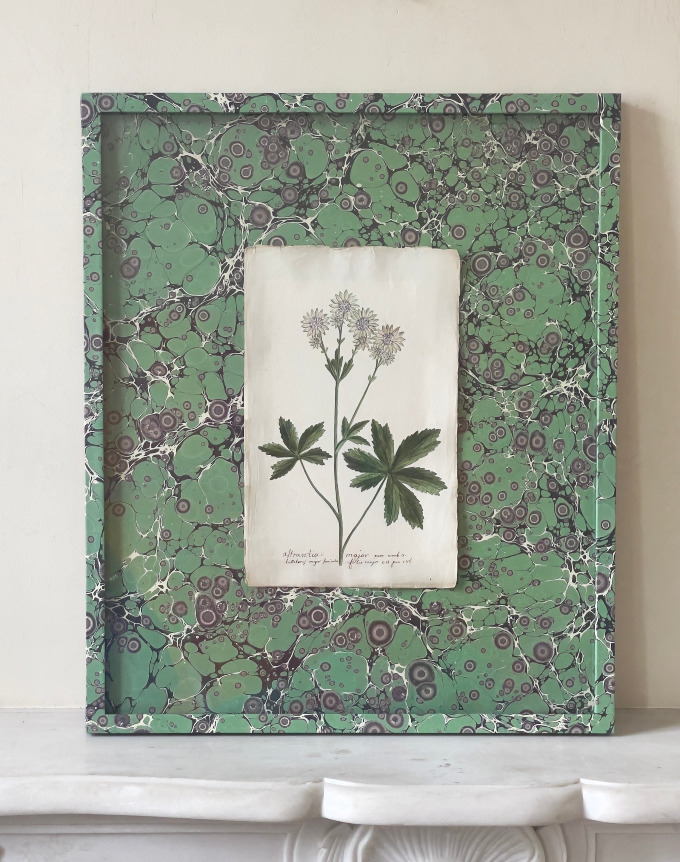 Large Green Marbled 19th Century Botanicals