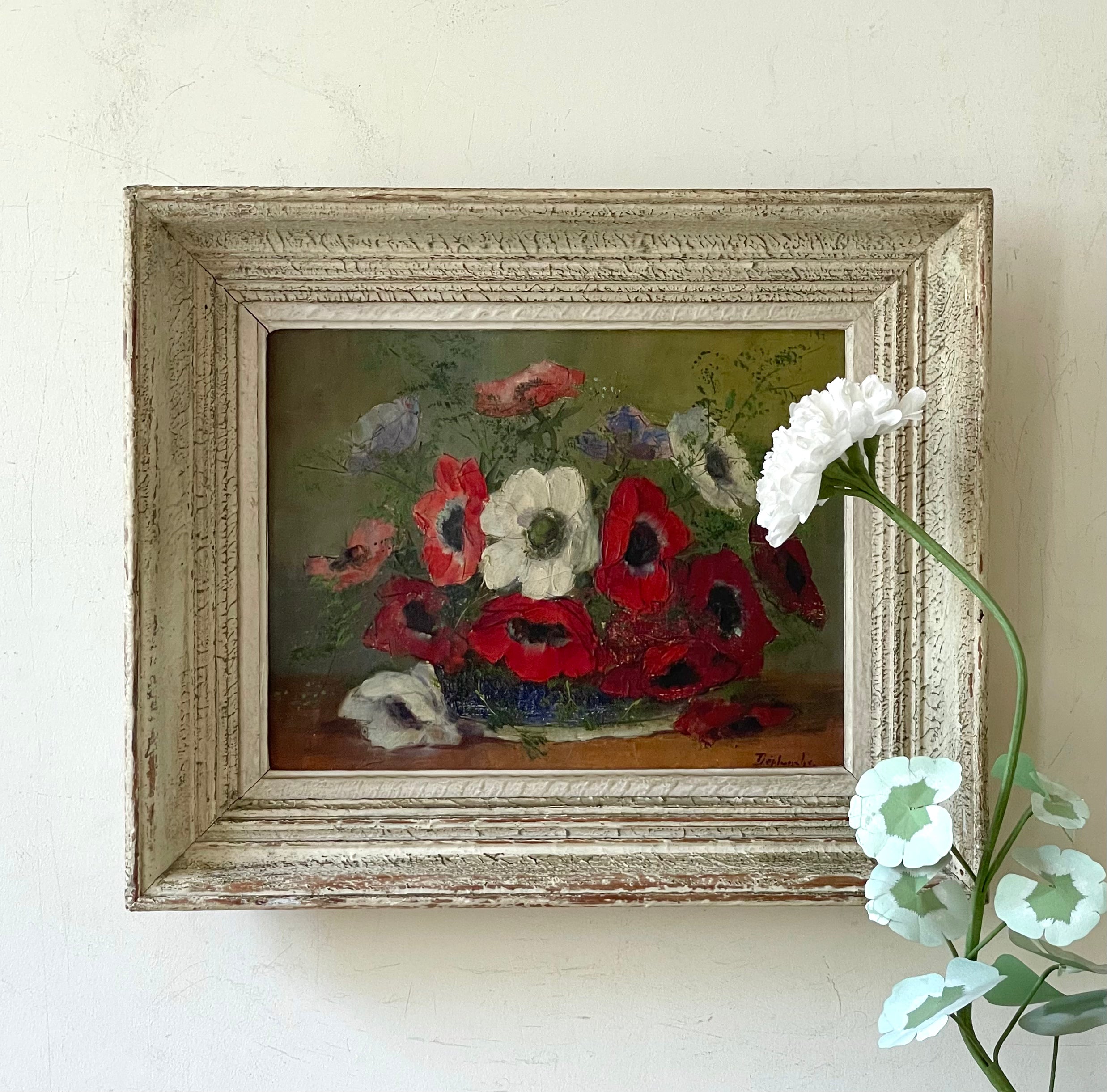 French Anemones in Shallow Vase