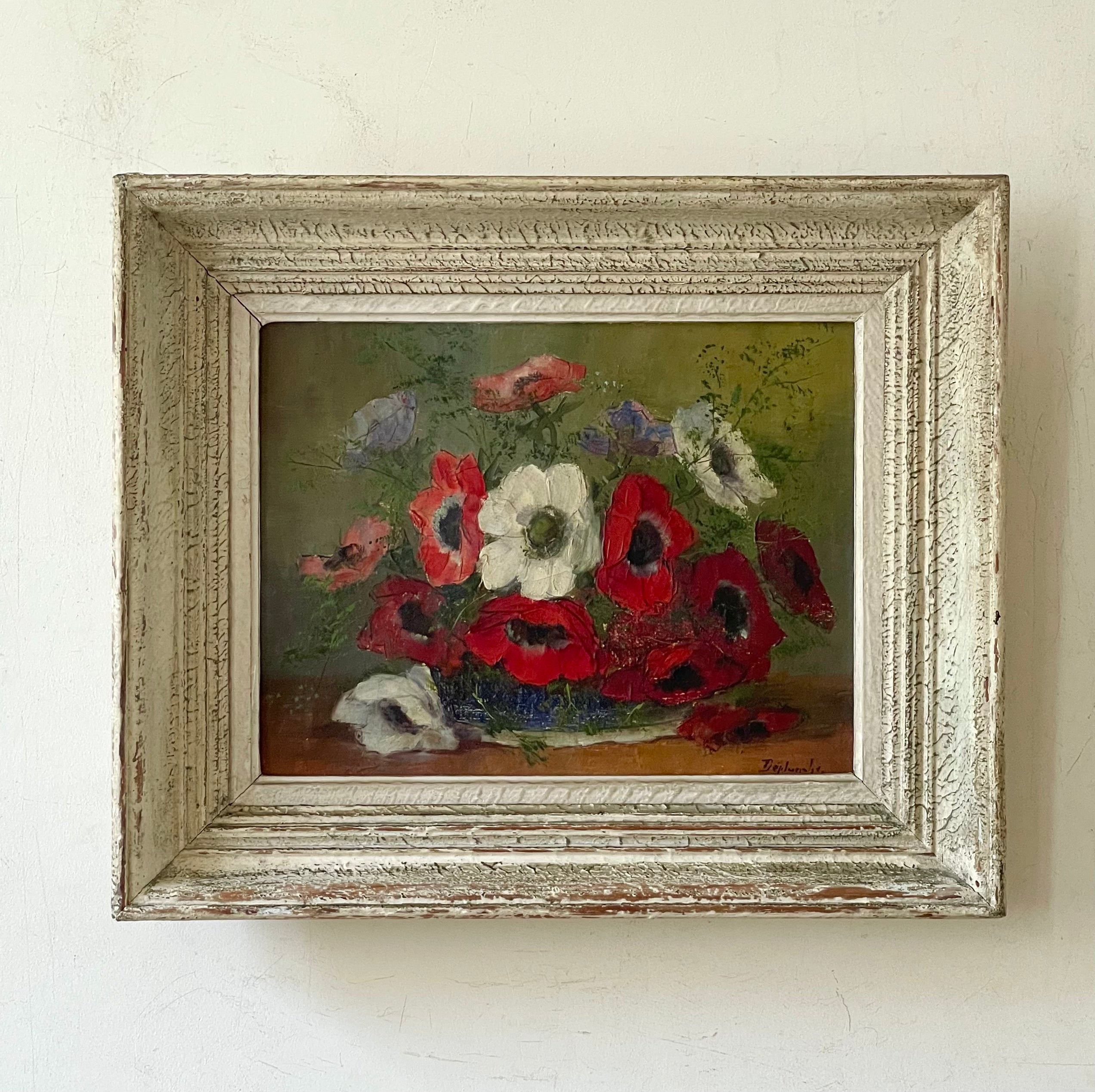 French Anemones in Shallow Vase