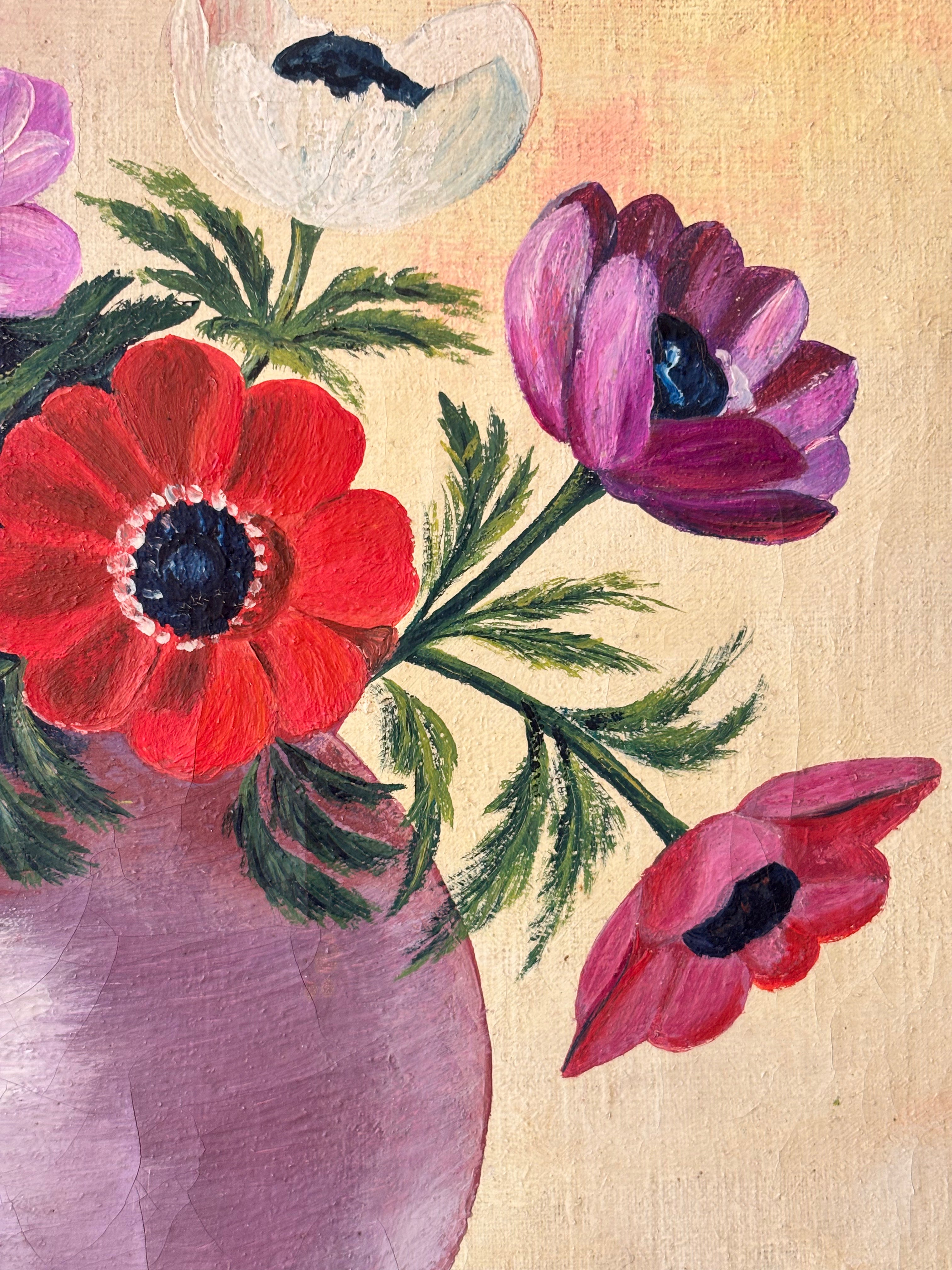 Anemones in a Purple Vase