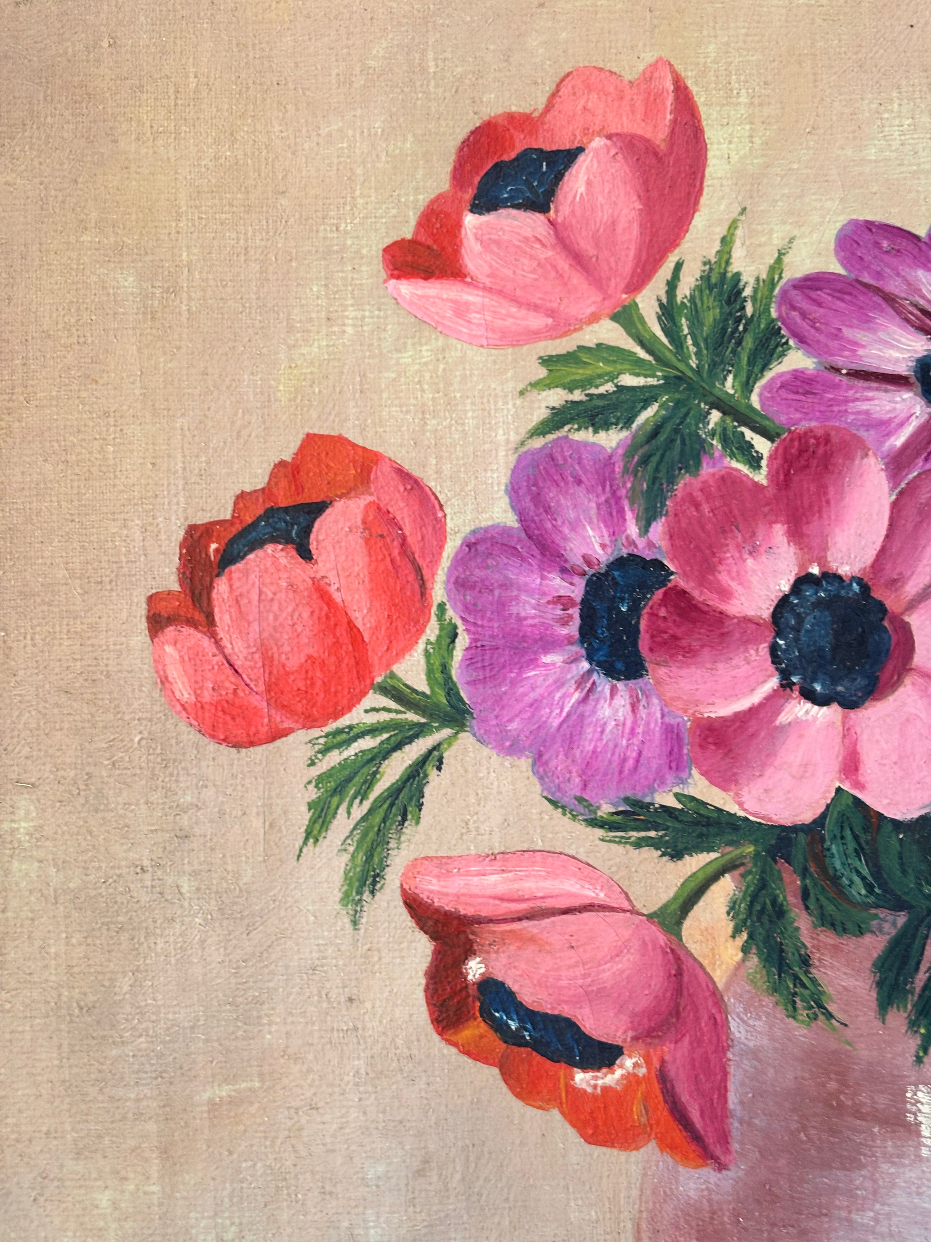 Anemones in a Purple Vase