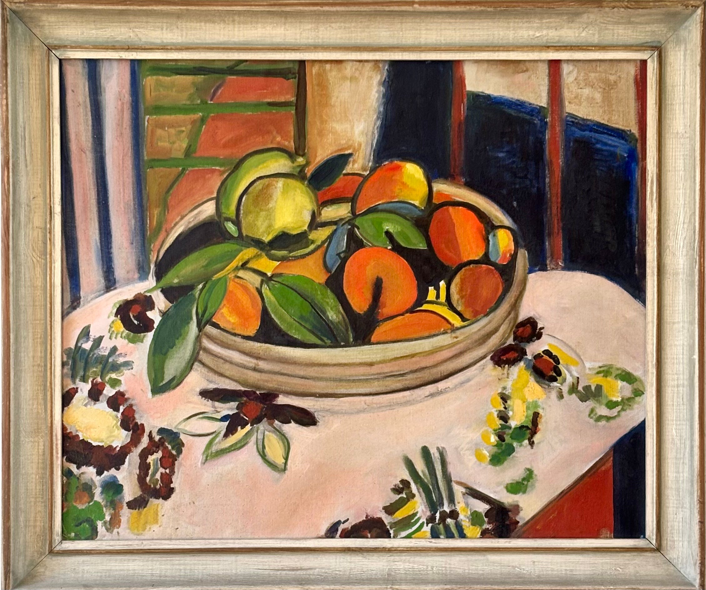 Fruit on a Patterned Tablecloth