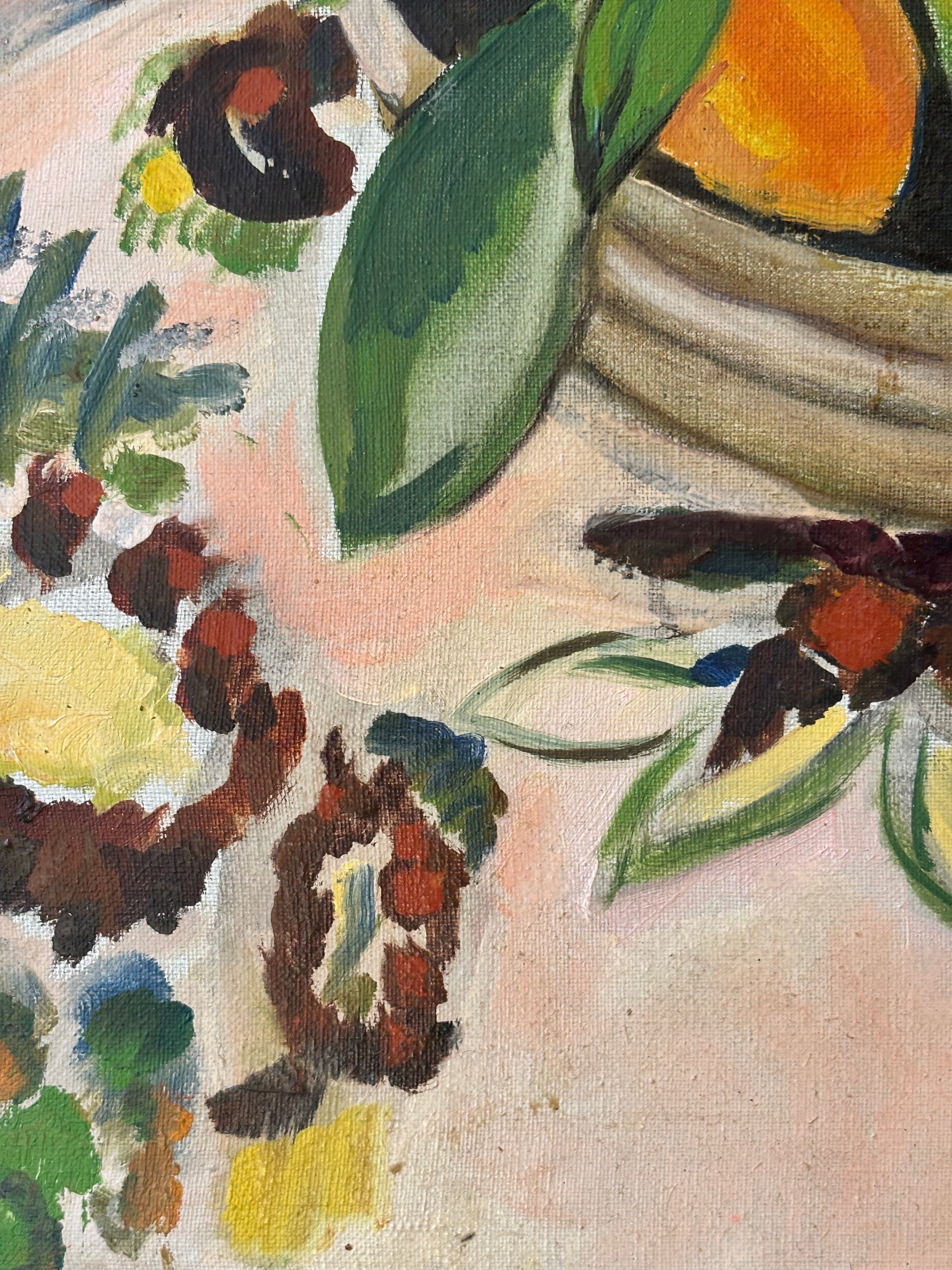 Fruit on a Patterned Tablecloth