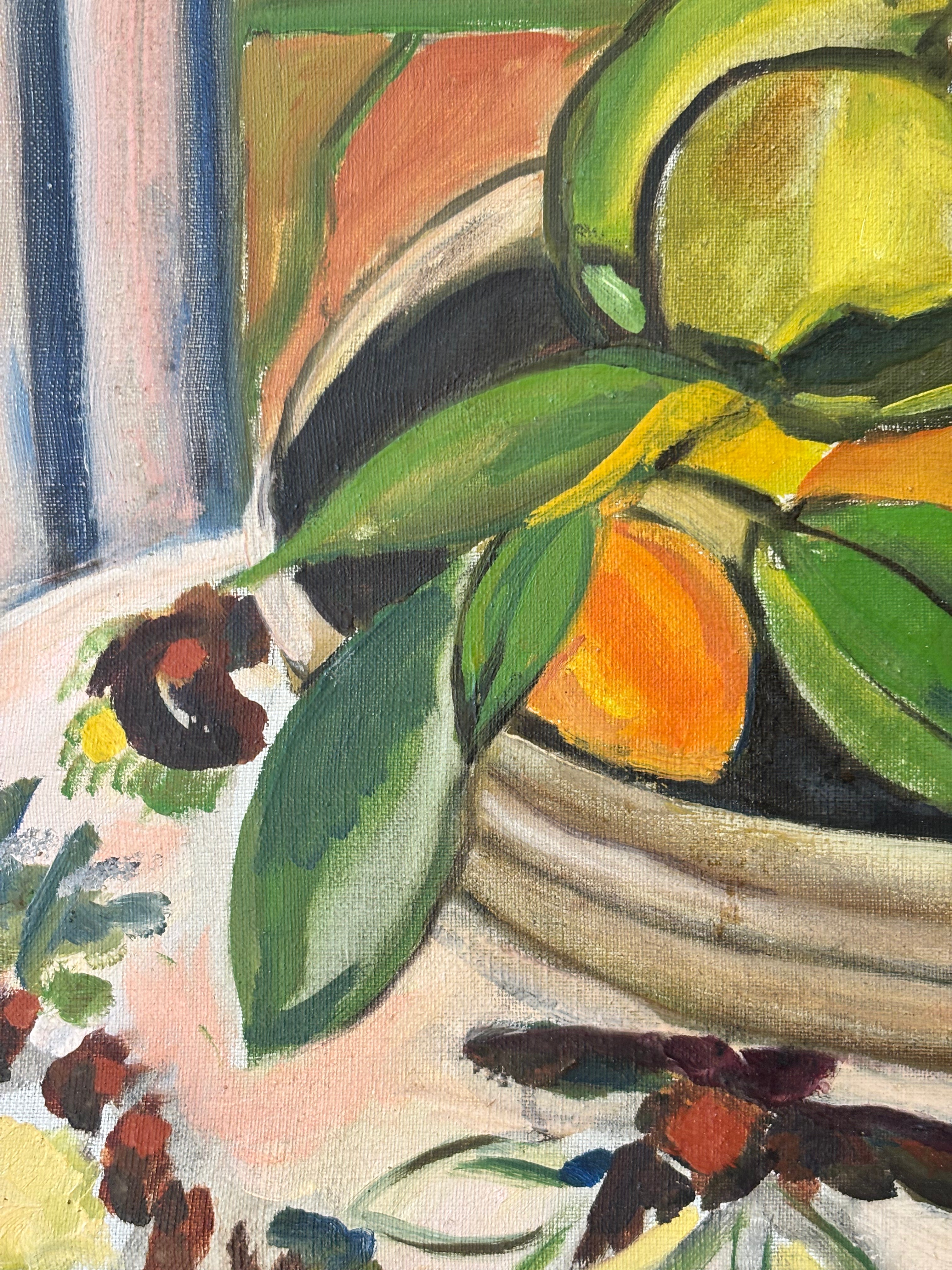 Fruit on a Patterned Tablecloth